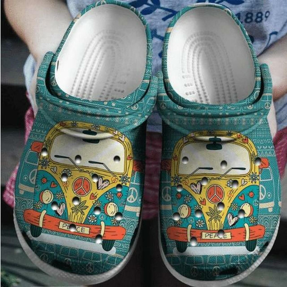 Footwearmerch Love Bus Hippie Vans Personalized 12 Gift For Lover Rubber clog Shoes Comfy Footwear