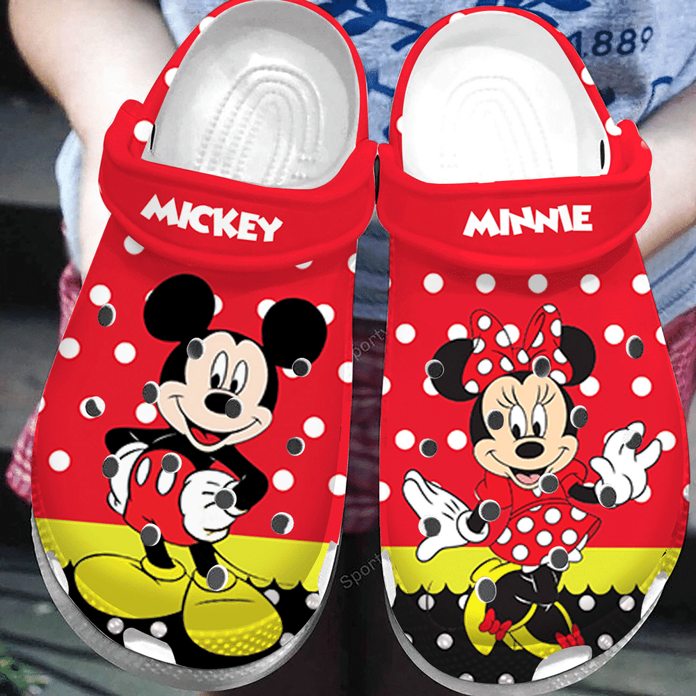 Footwearmerch Lovely Mickey Minnie Red Clogs Shoes
