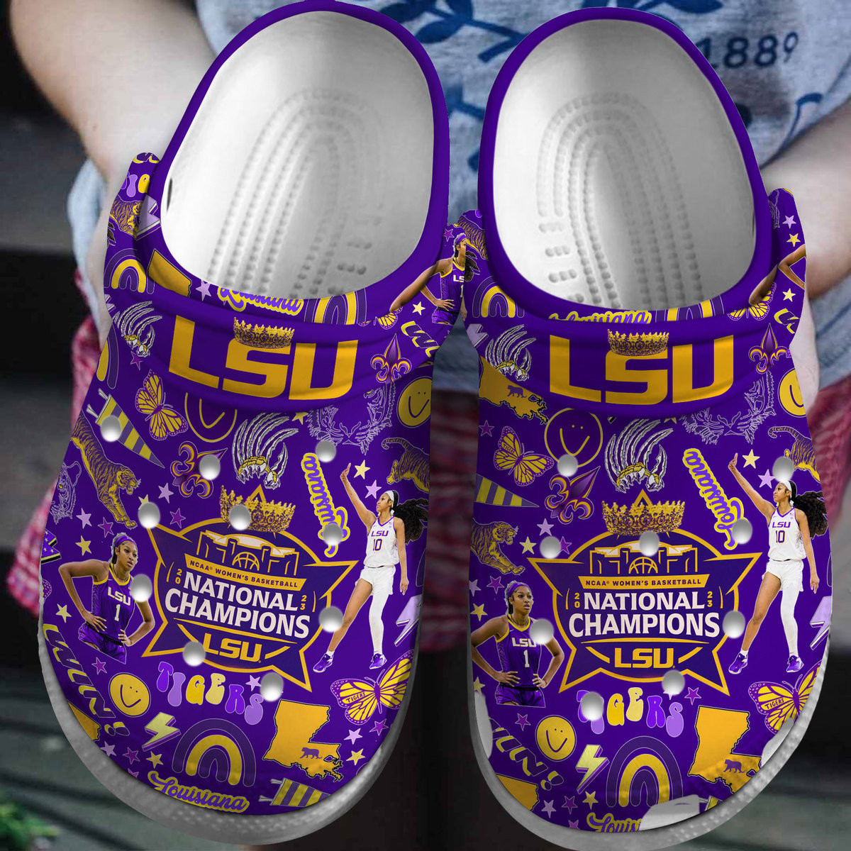 Footwearmerch LSU Tigers NCAA Sport Crocs Crocband Clogs Shoes Comfortable For Men Women and Kids