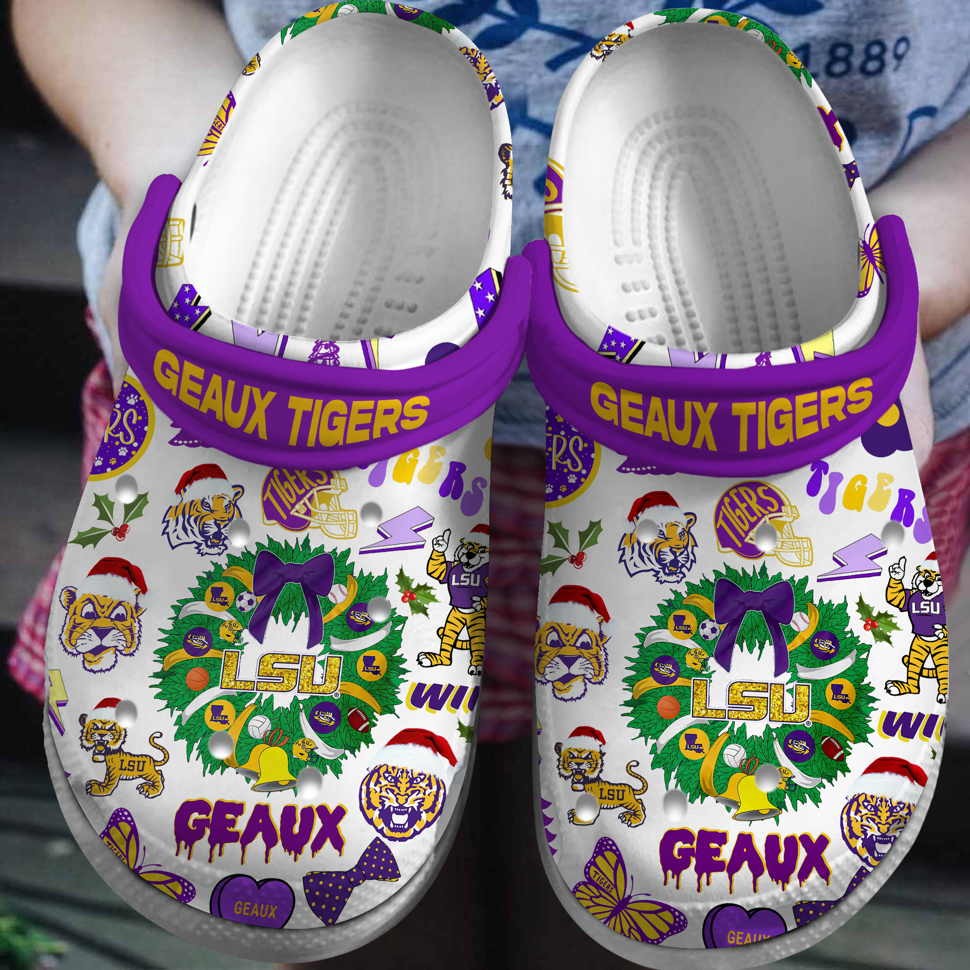 Footwearmerch LSU Tigers NCAA Sport Crocs Crocband Clogs Shoes Comfortable For Men Women and Kids