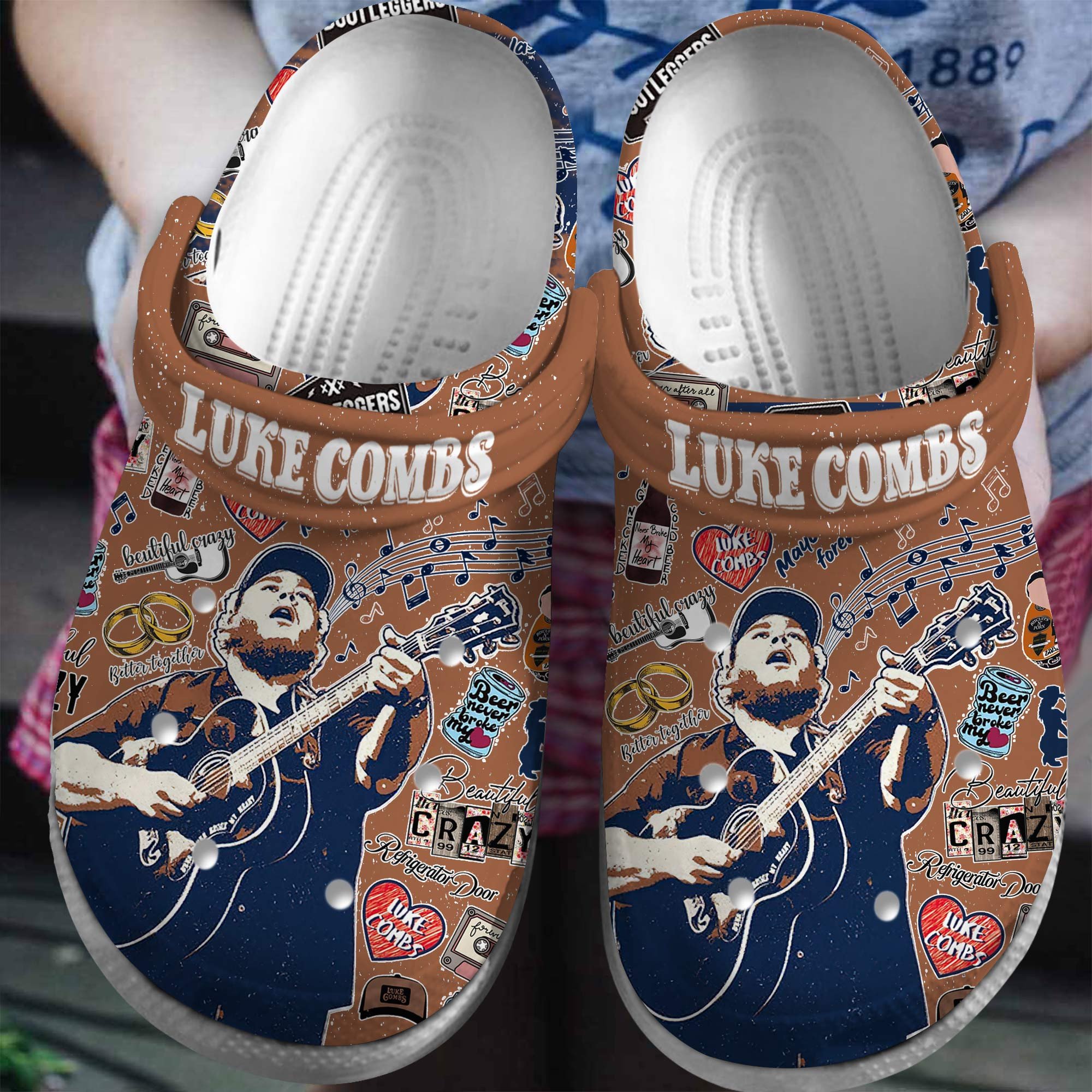 Footwearmerch Luke Combs Singer Music Crocs Crocband Clogs Shoes Comfortable For Men Women and Kids