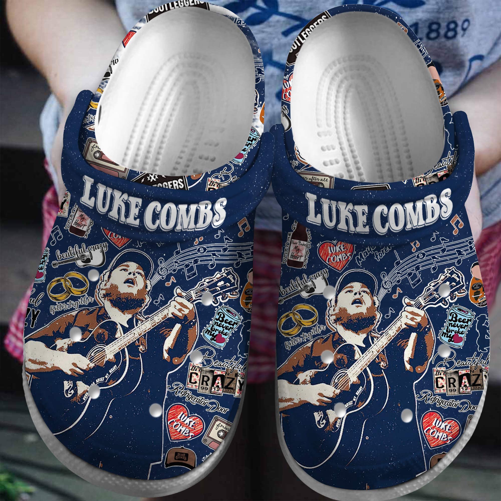 Footwearmerch Luke Combs Singer Music Crocs Crocband Clogs Shoes Comfortable For Men Women and Kids