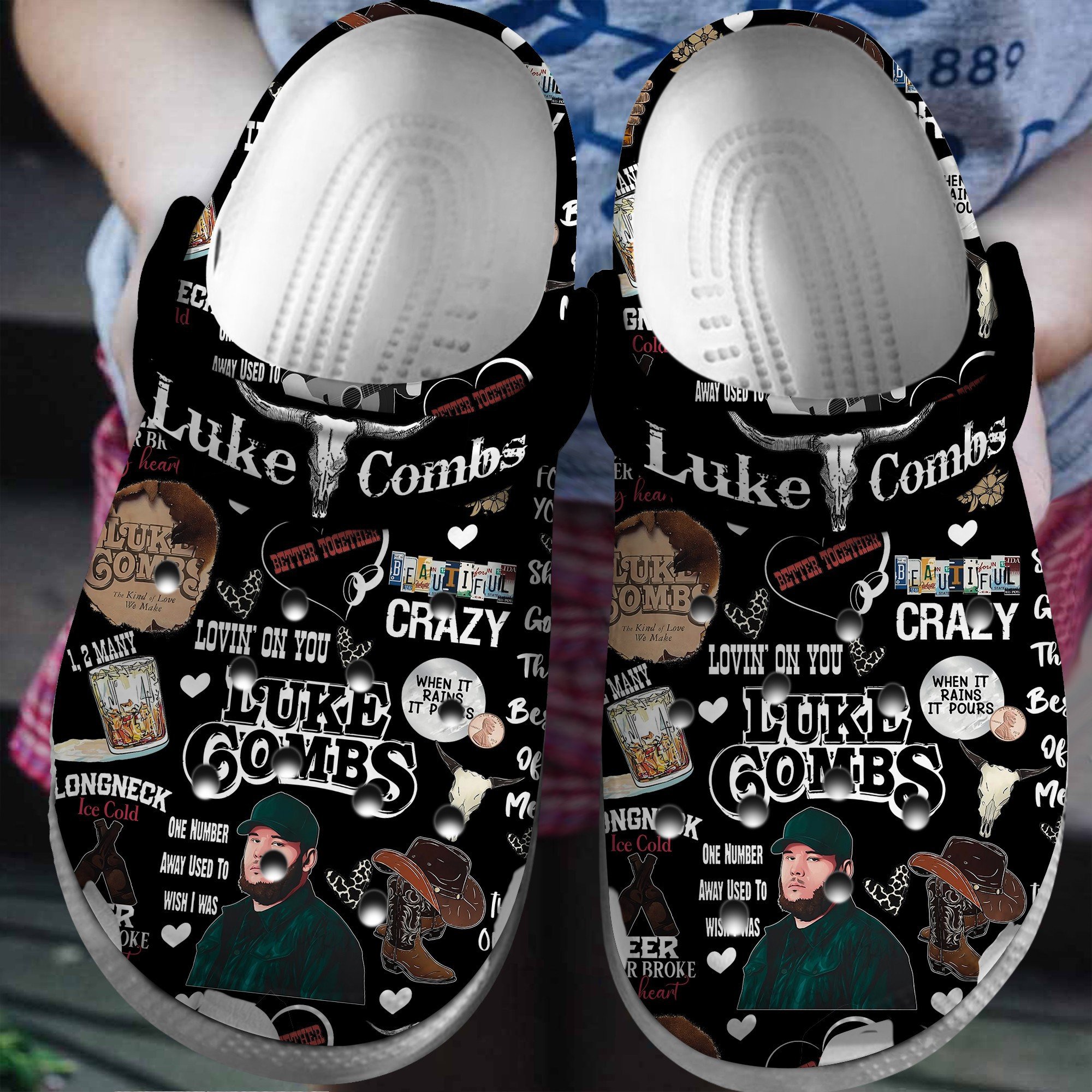 Footwearmerch Luke Combs Singer Music Crocs Crocband Clogs Shoes Comfortable For Men Women and Kids