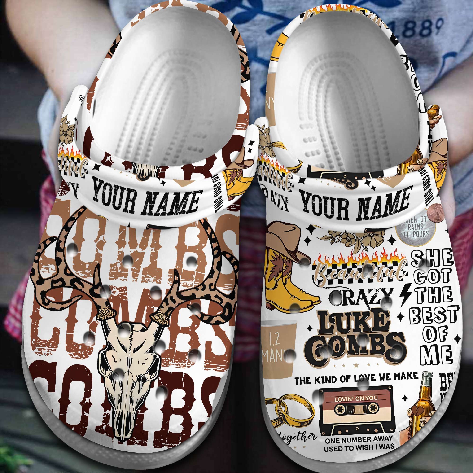 Footwearmerch Luke Combs Singer Music Crocs Crocband Clogs Shoes Comfortable For Men Women and Kids