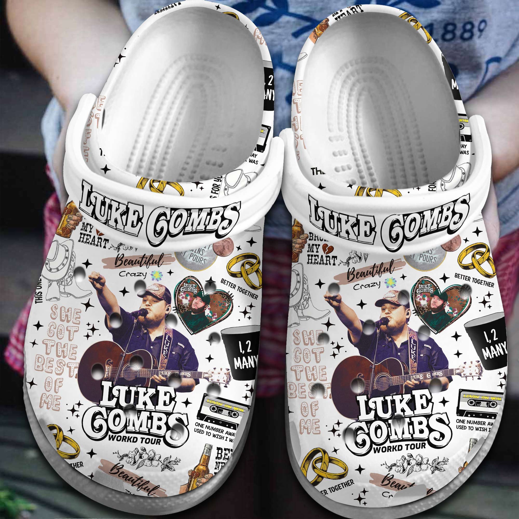Footwearmerch Luke Combs Singer Music Crocs Crocband Clogs Shoes Comfortable For Men Women and Kids