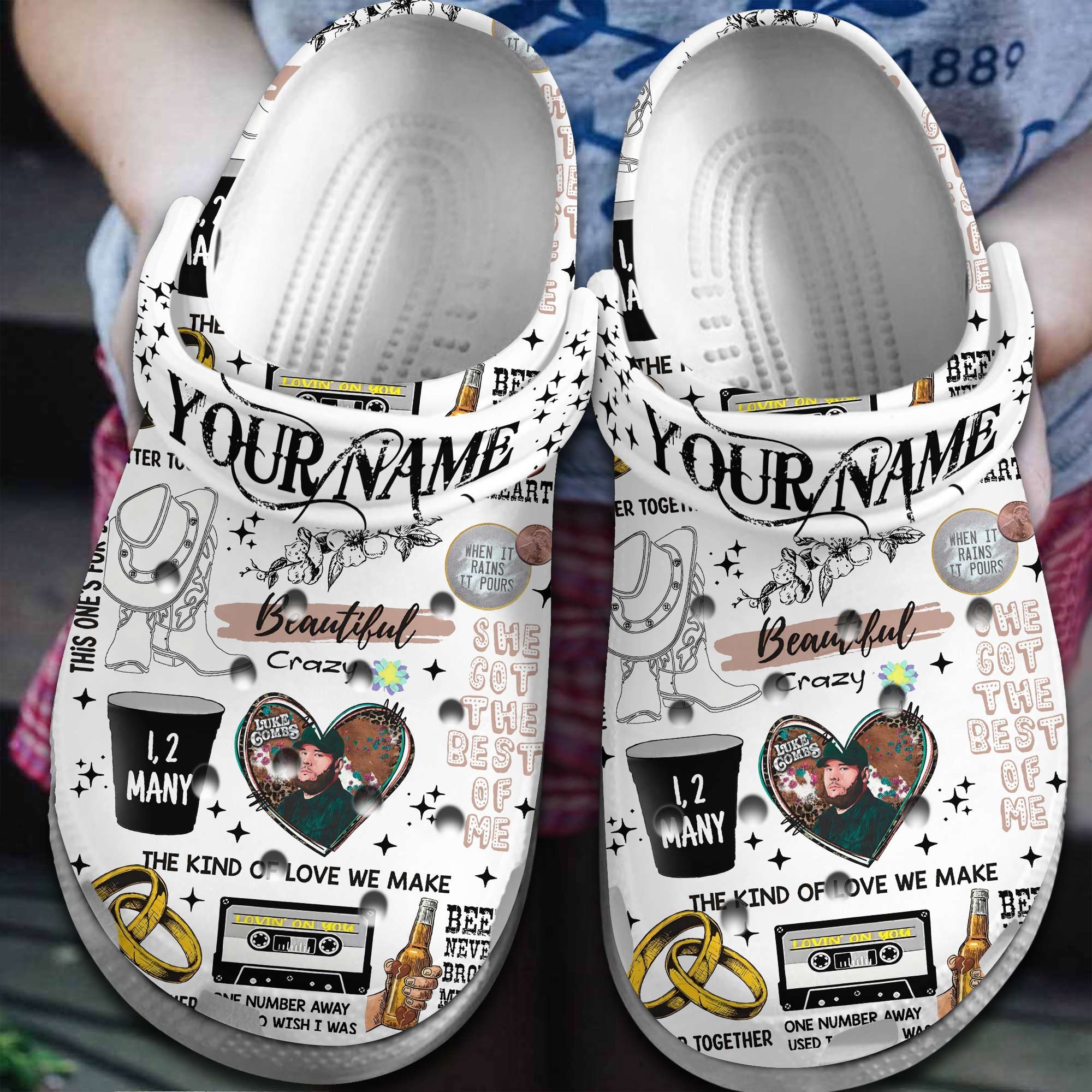 Footwearmerch Luke Combs Singer Music Crocs Crocband Clogs Shoes Comfortable For Men Women and Kids