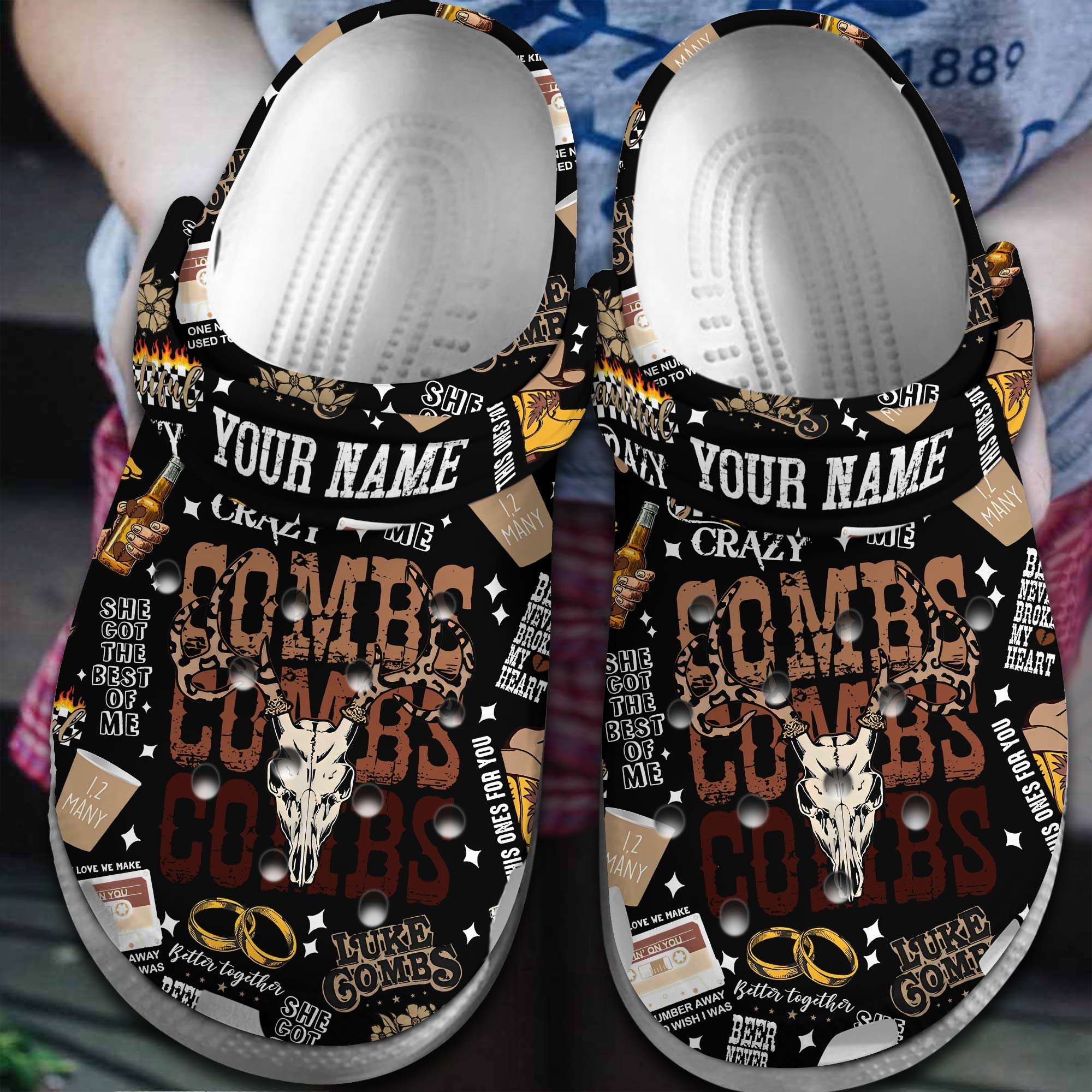 Footwearmerch Luke Combs Singer Music Crocs Crocband Clogs Shoes Comfortable For Men Women and Kids