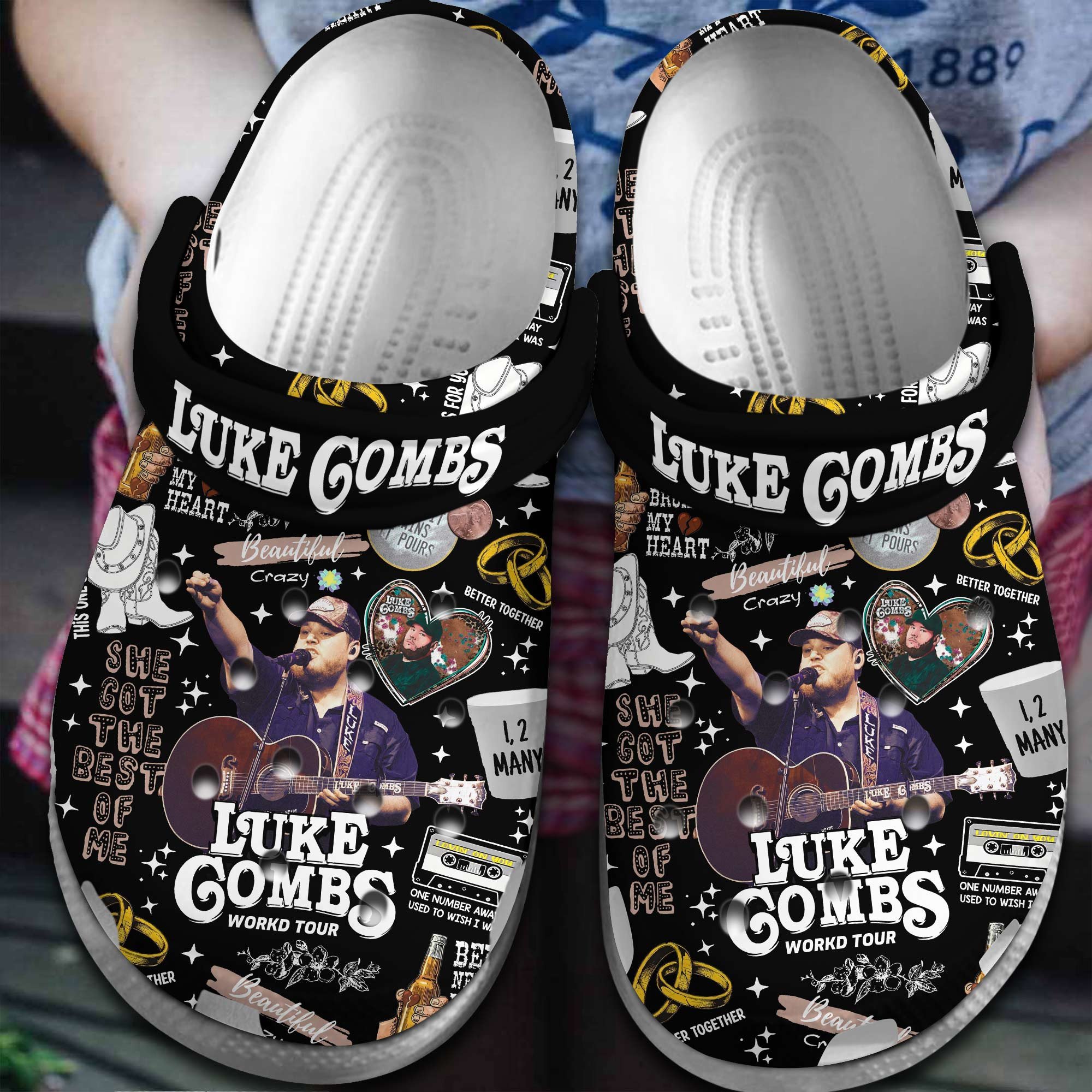 Footwearmerch Luke Combs Singer Music Crocs Crocband Clogs Shoes Comfortable For Men Women and Kids