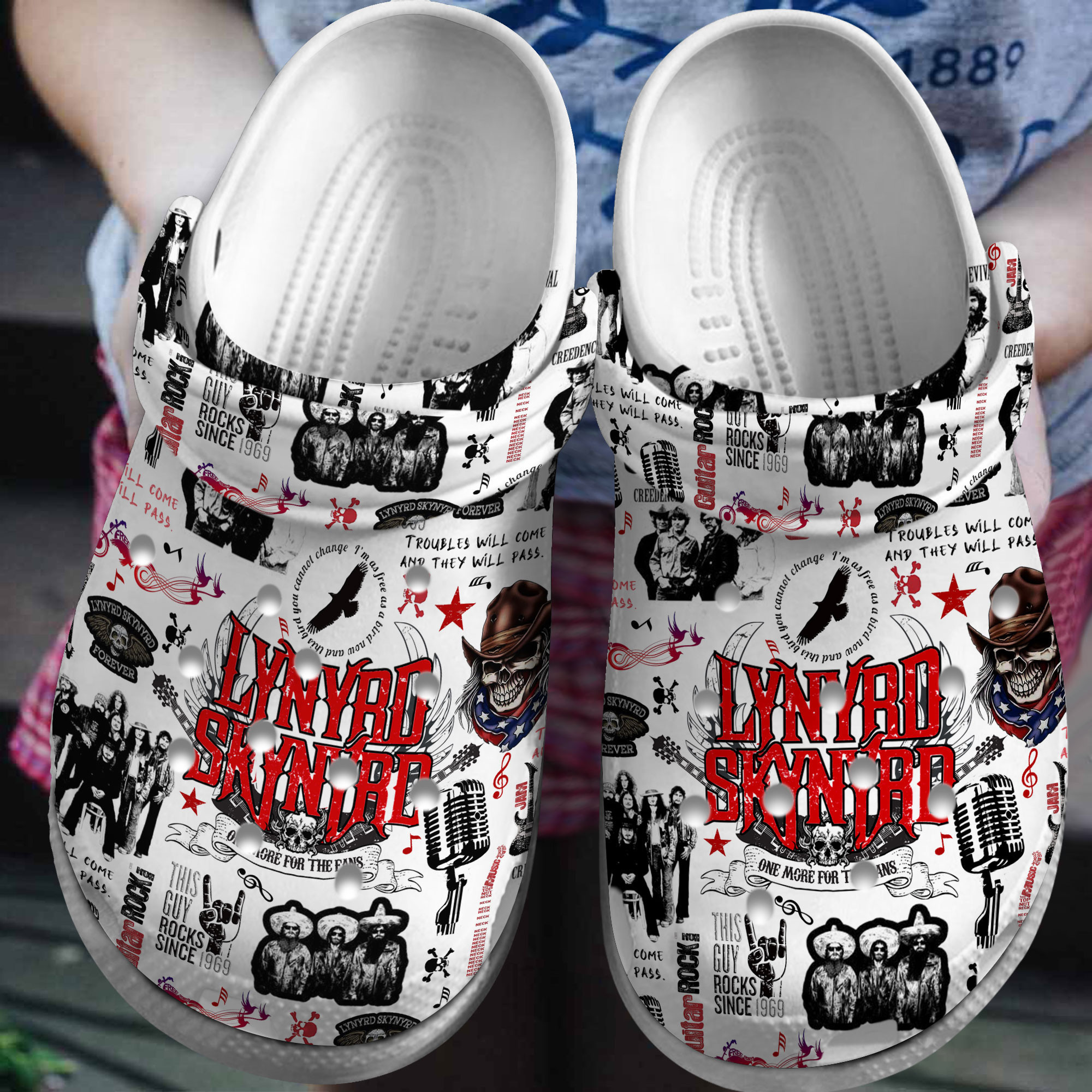 Footwearmerch Lynyrd Skynyrd Music Crocs Crocband Clogs Shoes Comfortable For Men Women and Kids