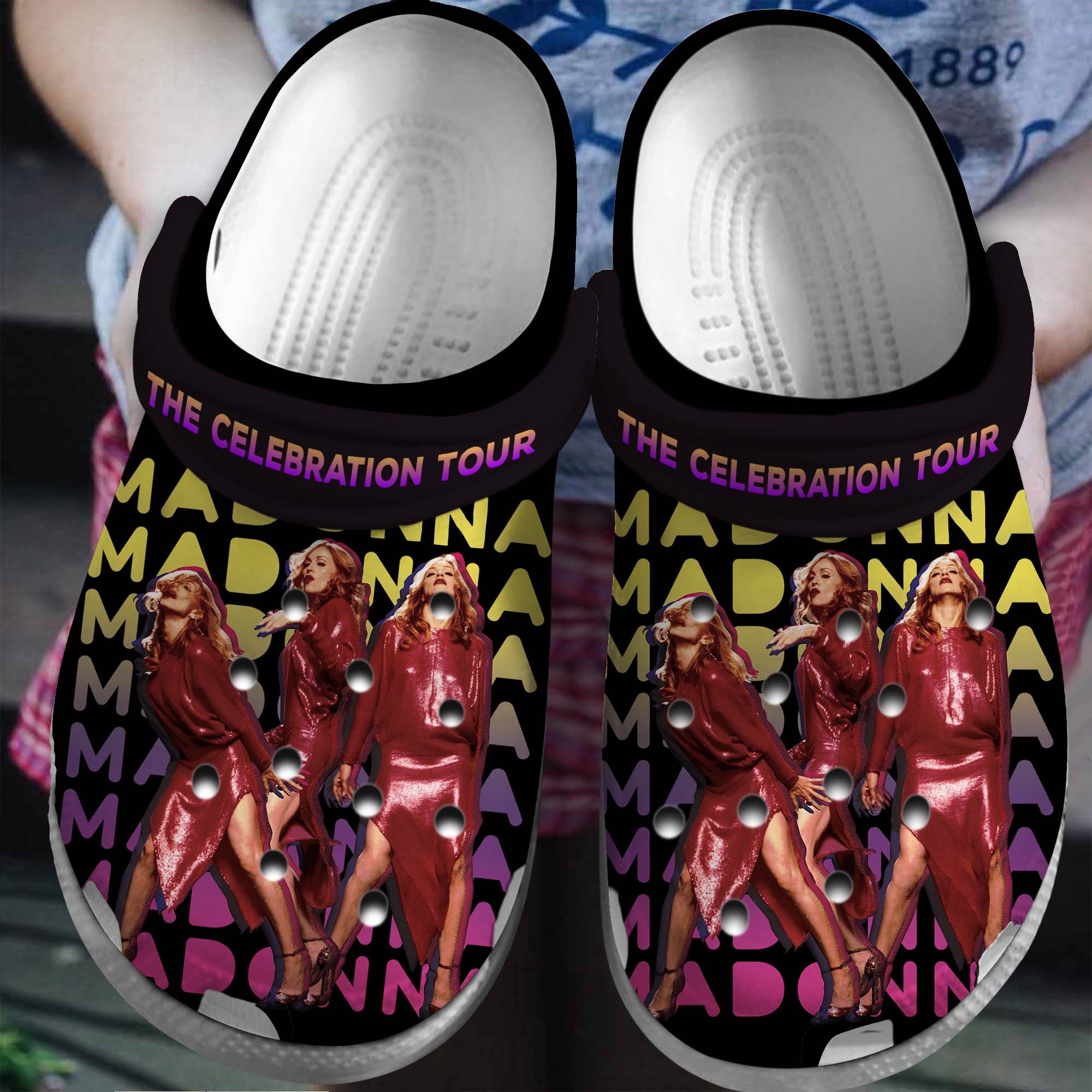Footwearmerch Madonna Singer Music Crocs Crocband Clogs Shoes Comfortable For Men Women and Kids