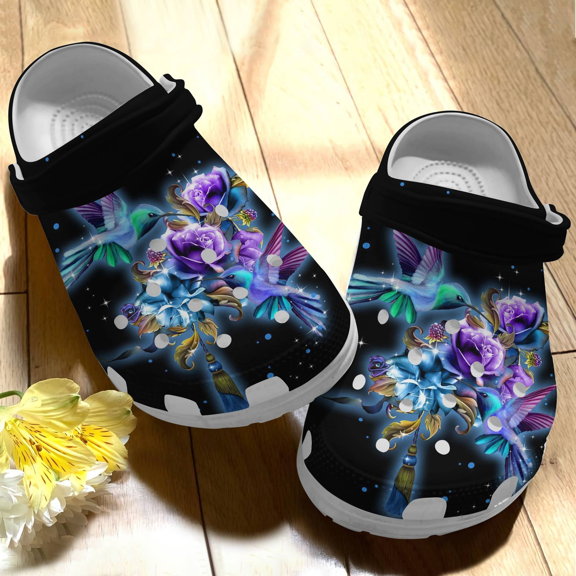 Footwearmerch Magical Flowers With Hummingbird Custom Shoe Birthday Gift For Women Girl Grandma Mother Daughter Sister