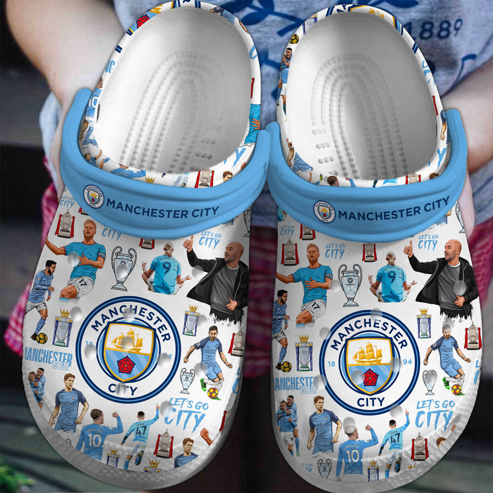 Footwearmerch Manchester City Football Soccer Sport Premium Crocs Crocband Clogs Shoes Comfortable For Men Women and Kids