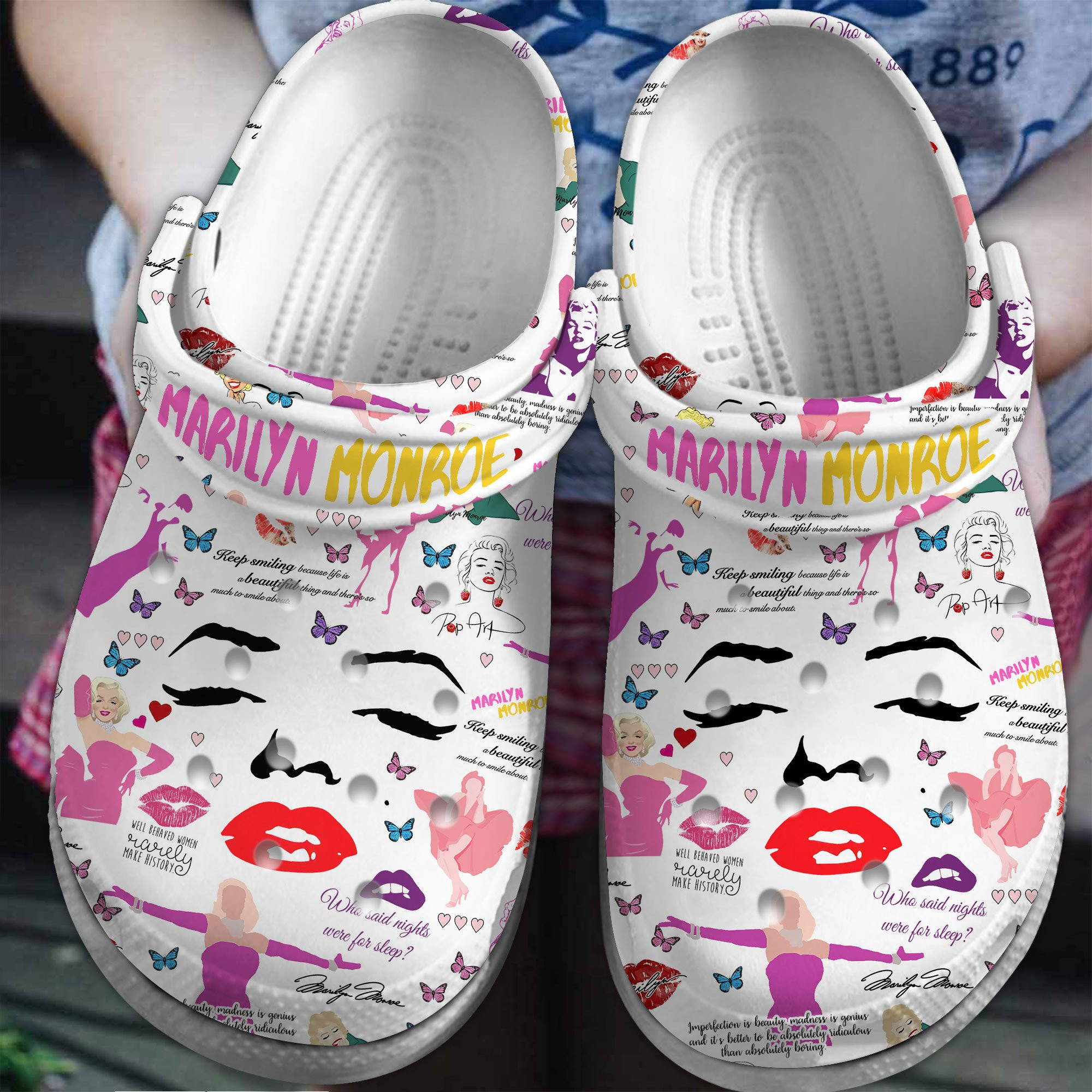 Footwearmerch Marilyn Monroe Movie Crocs Crocband Clogs Shoes Comfortable For Men Women and Kids