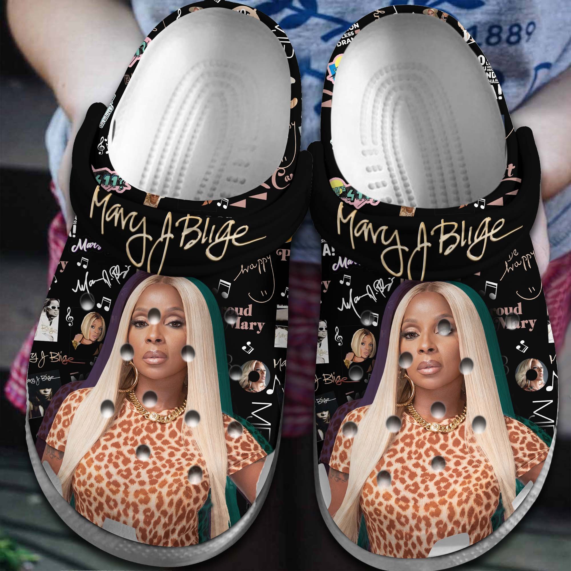 Footwearmerch Mary J Blige Singer Music Crocs Crocband Clogs Shoes Comfortable For Men Women and Kids