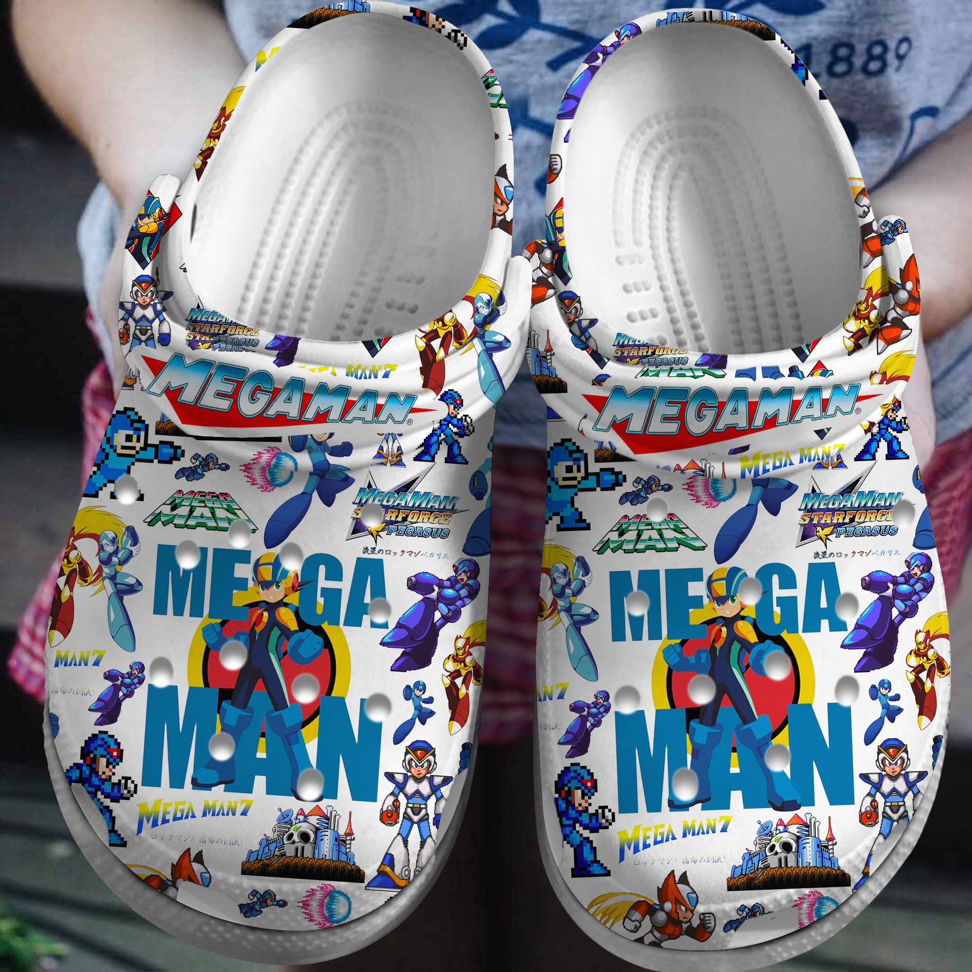 Footwearmerch Mega Man Game Crocs Crocband Clogs Shoes Comfortable For Men Women and Kids