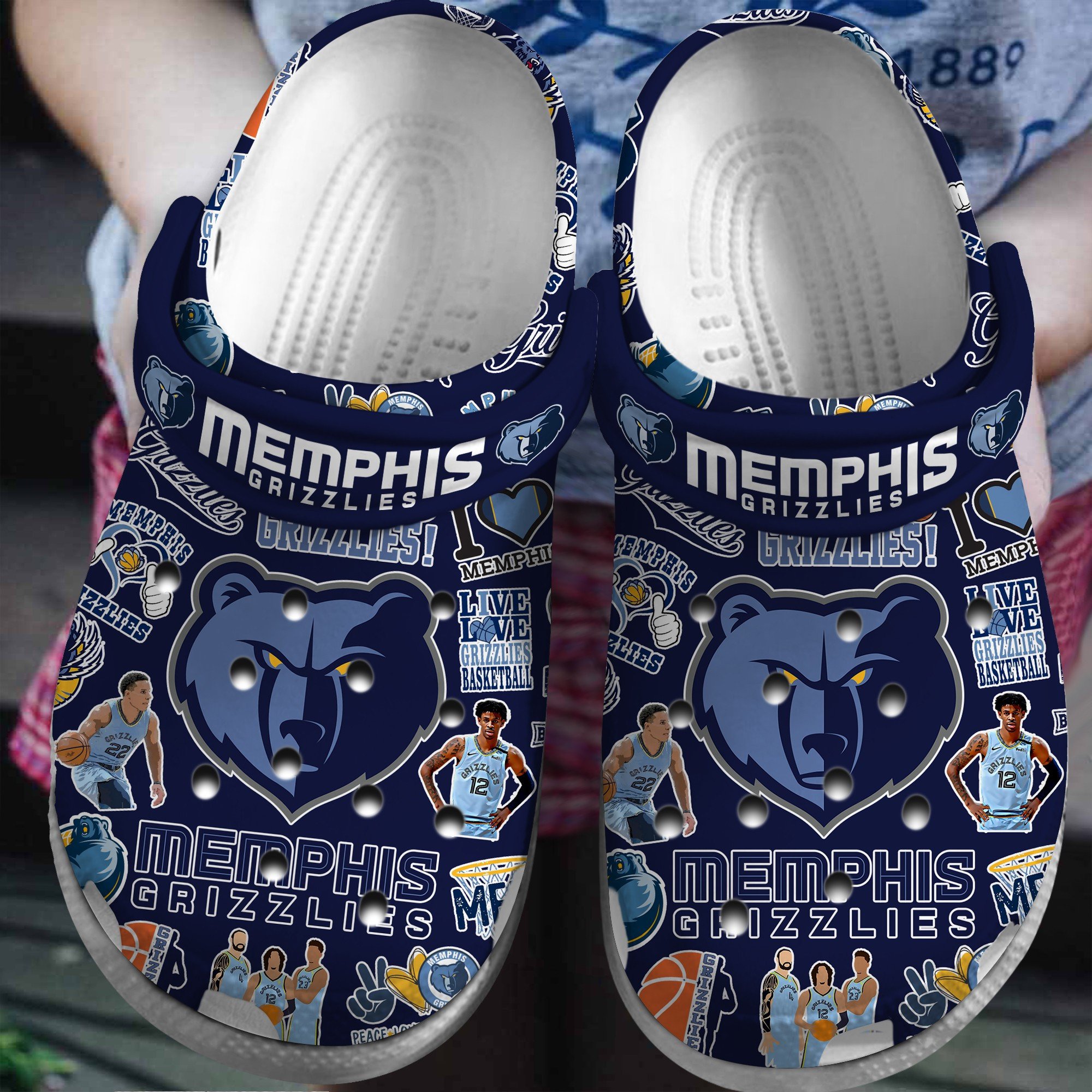 Footwearmerch Memphis Grizzlies NBA Basketball Sport Crocs Crocband Clogs Shoes Comfortable For Men Women and Kids