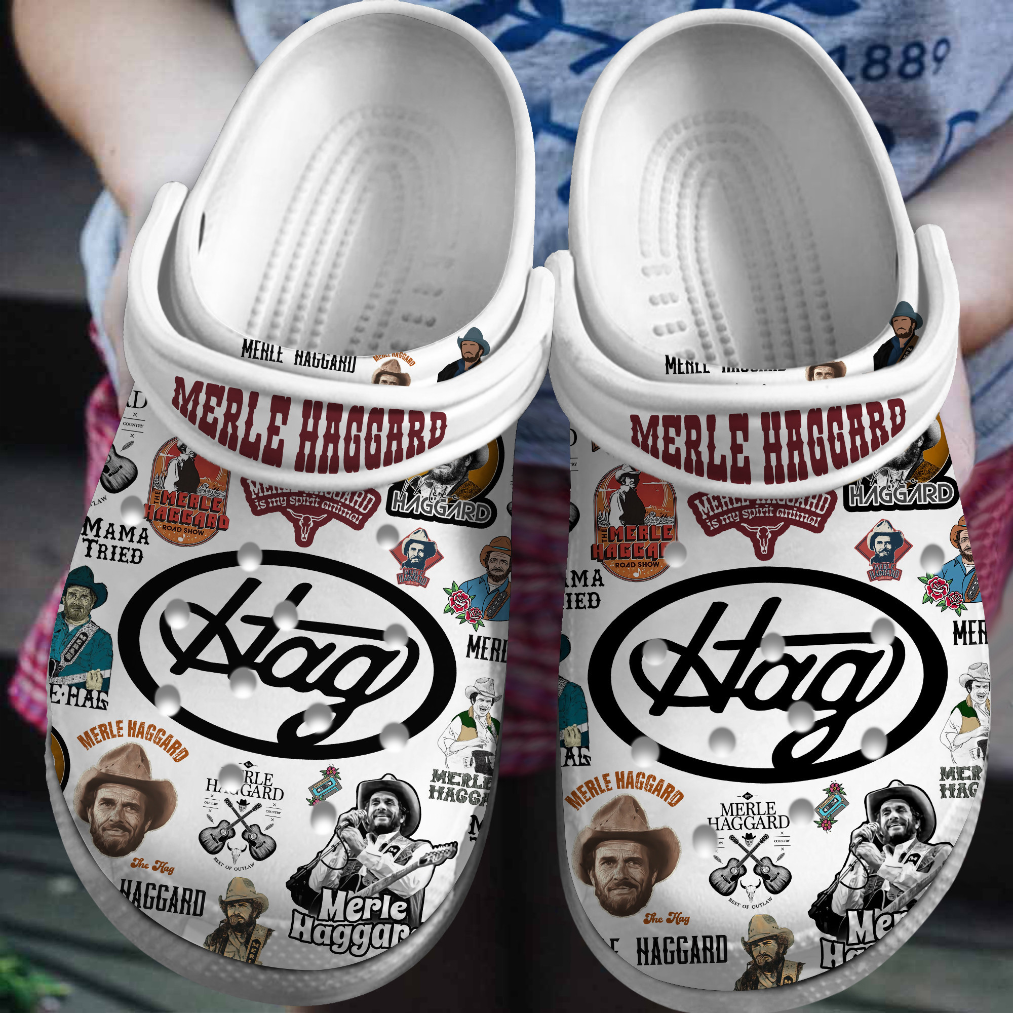 Footwearmerch Merle Haggard Music Crocs Crocband Clogs Shoes Comfortable For Men Women and Kids