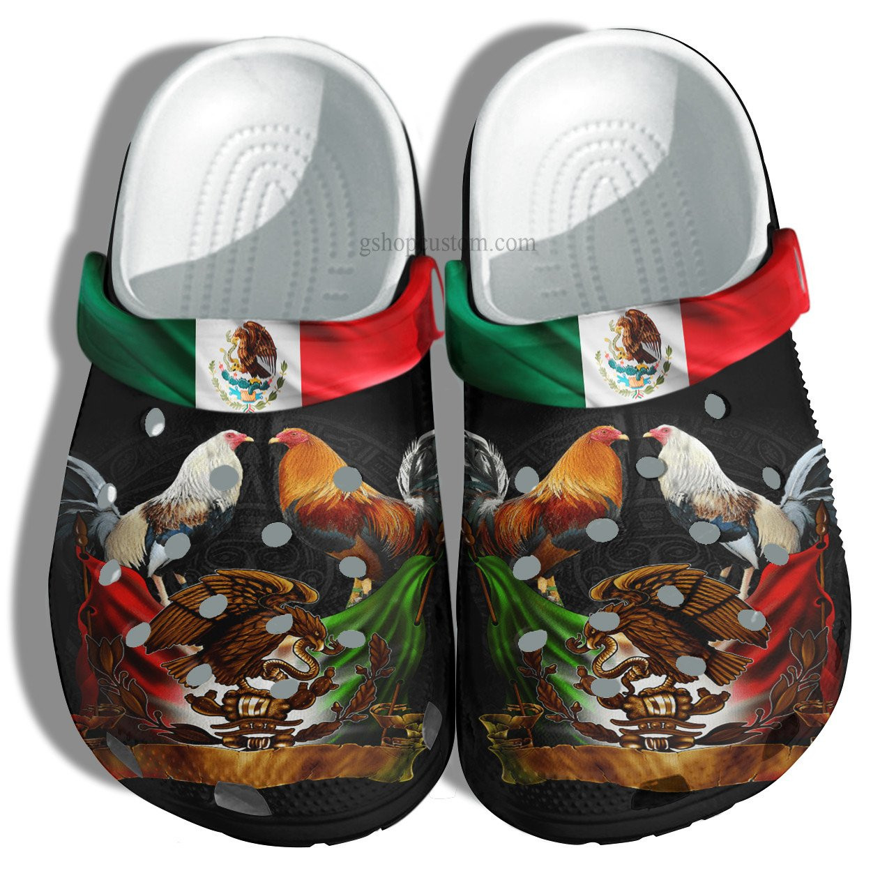Footwearmerch Mexico Eagle Chicken Flag Croc Shoes Gift Men Father Day- Chicken Mexican Lover Shoes Gift Men Women