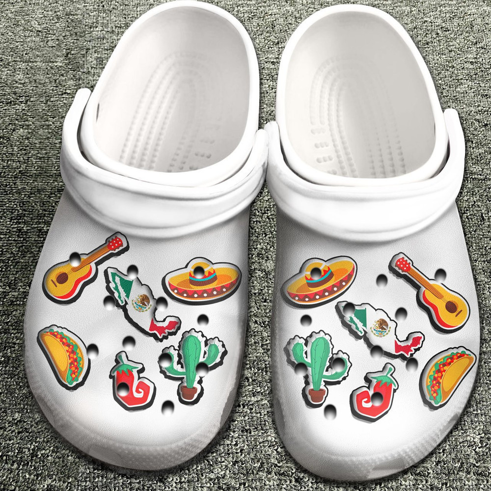 Footwearmerch Mexico With Symbols For Men And Women Gift For Fan Classic Water Rubber clog Shoes Comfy Footwear