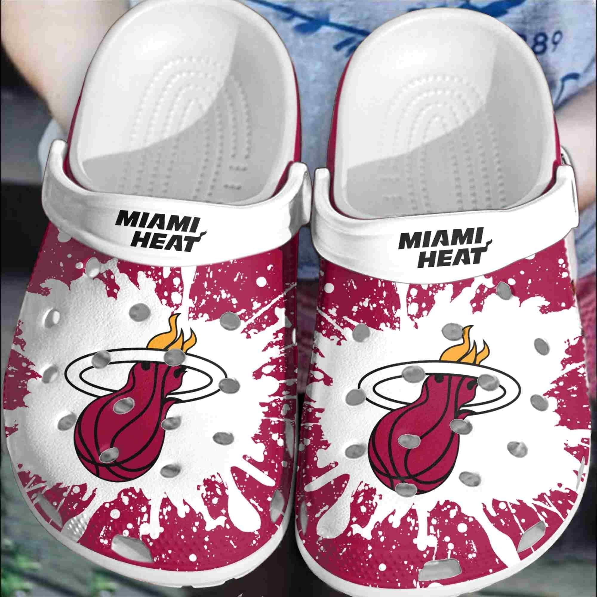 Footwearmerch Miami Heat Basketball Club Crocband Clogs Shoes Comfortable For Men Women
