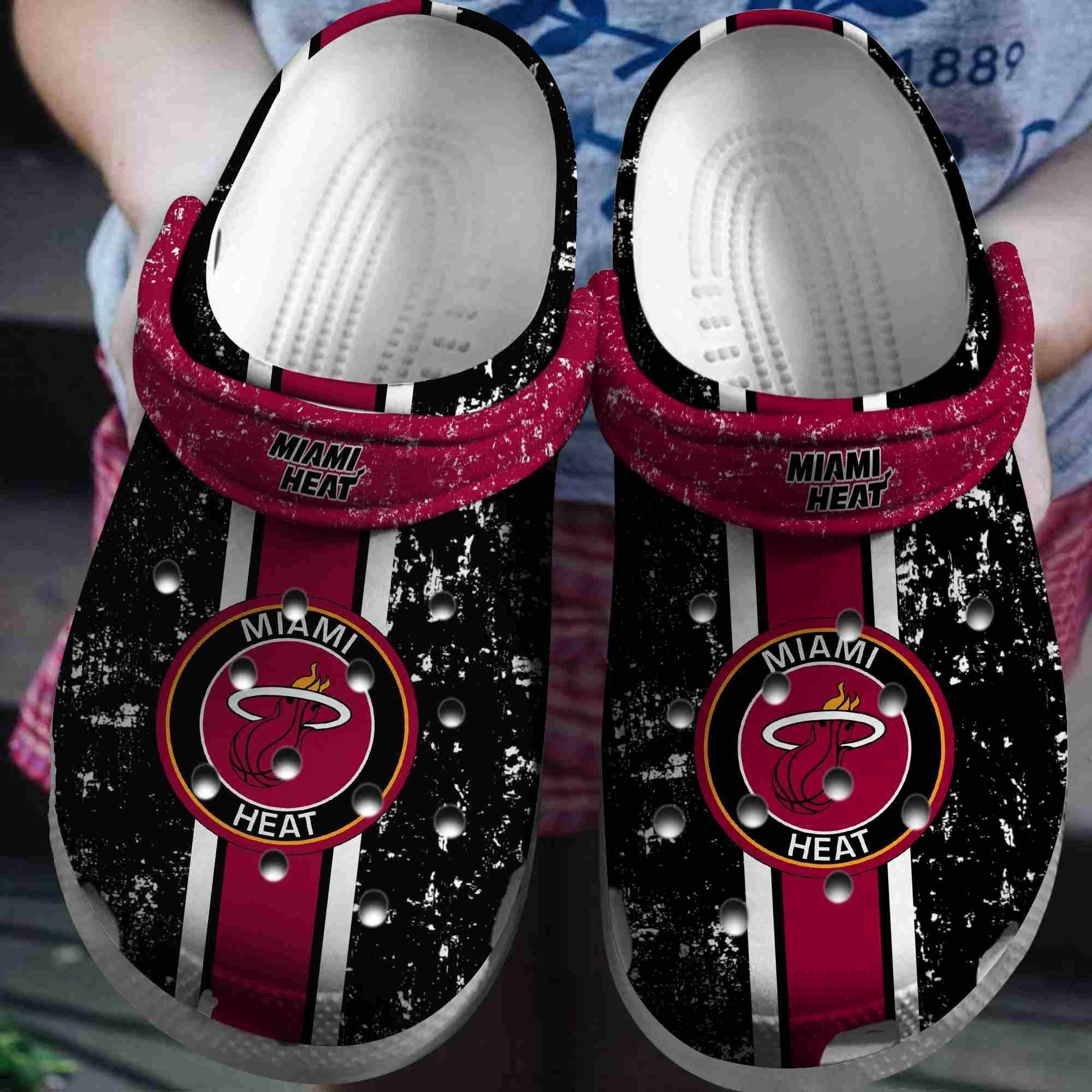 Footwearmerch Miami Heat Basketball Club Crocband Shoes Clogs Comfortable For Men Women