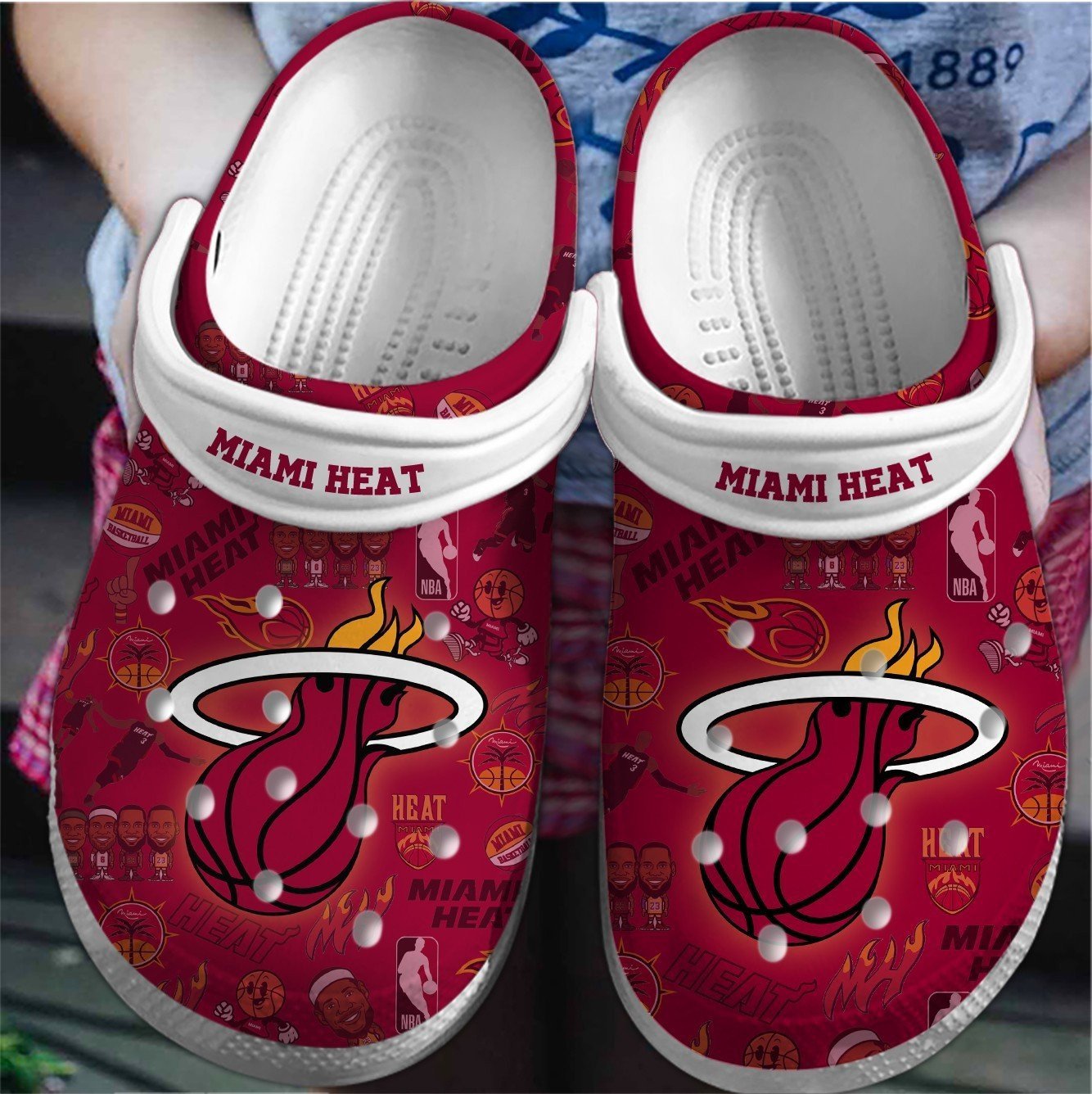 Footwearmerch Miami Heat NBA Sport Crocs Crocband Clogs Shoes Comfortable For Men Women and Kids