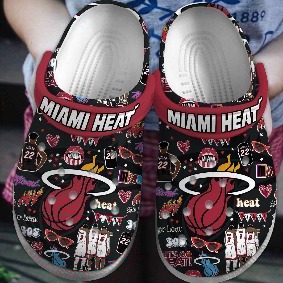 Footwearmerch Miami Heat NBA Sport Crocs Crocband Clogs Shoes Comfortable For Men Women and Kids