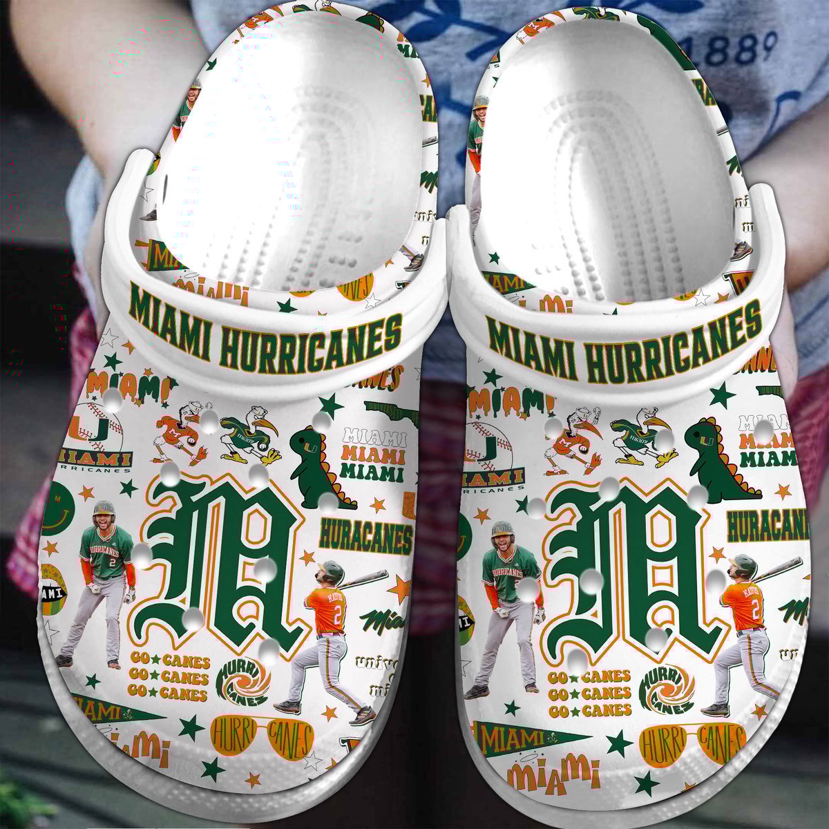 Footwearmerch Miami Hurricanes NCAA Sport Crocs Crocband Clogs Shoes Comfortable For Men Women and Kids