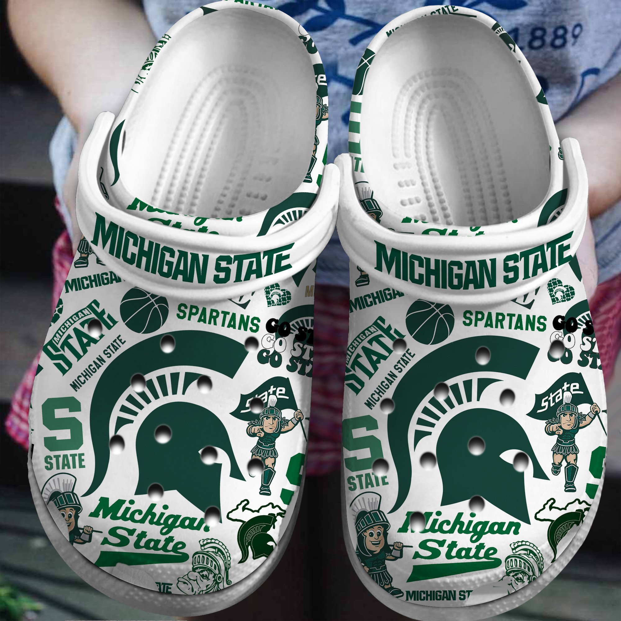 Footwearmerch Michigan State Spartans NCAA Sport Crocs Crocband Clogs Shoes Comfortable For Men Women and Kids