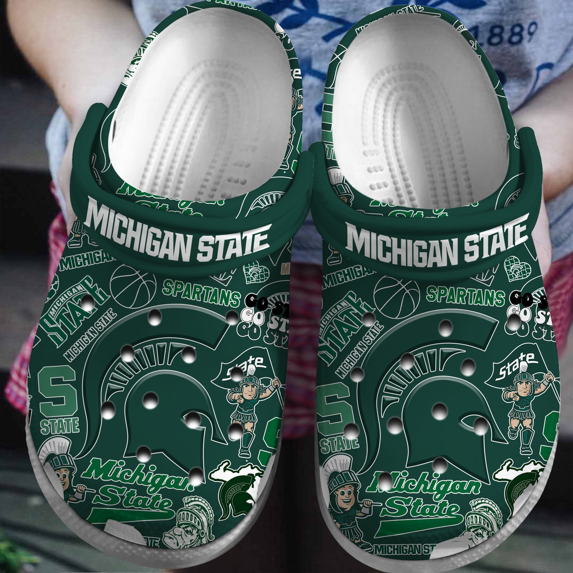Footwearmerch Michigan State Spartans NCAA Sport Crocs Crocband Clogs Shoes Comfortable For Men Women and Kids