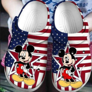Footwearmerch Mickey Mouse America Flag Patriot Crocband Clogs