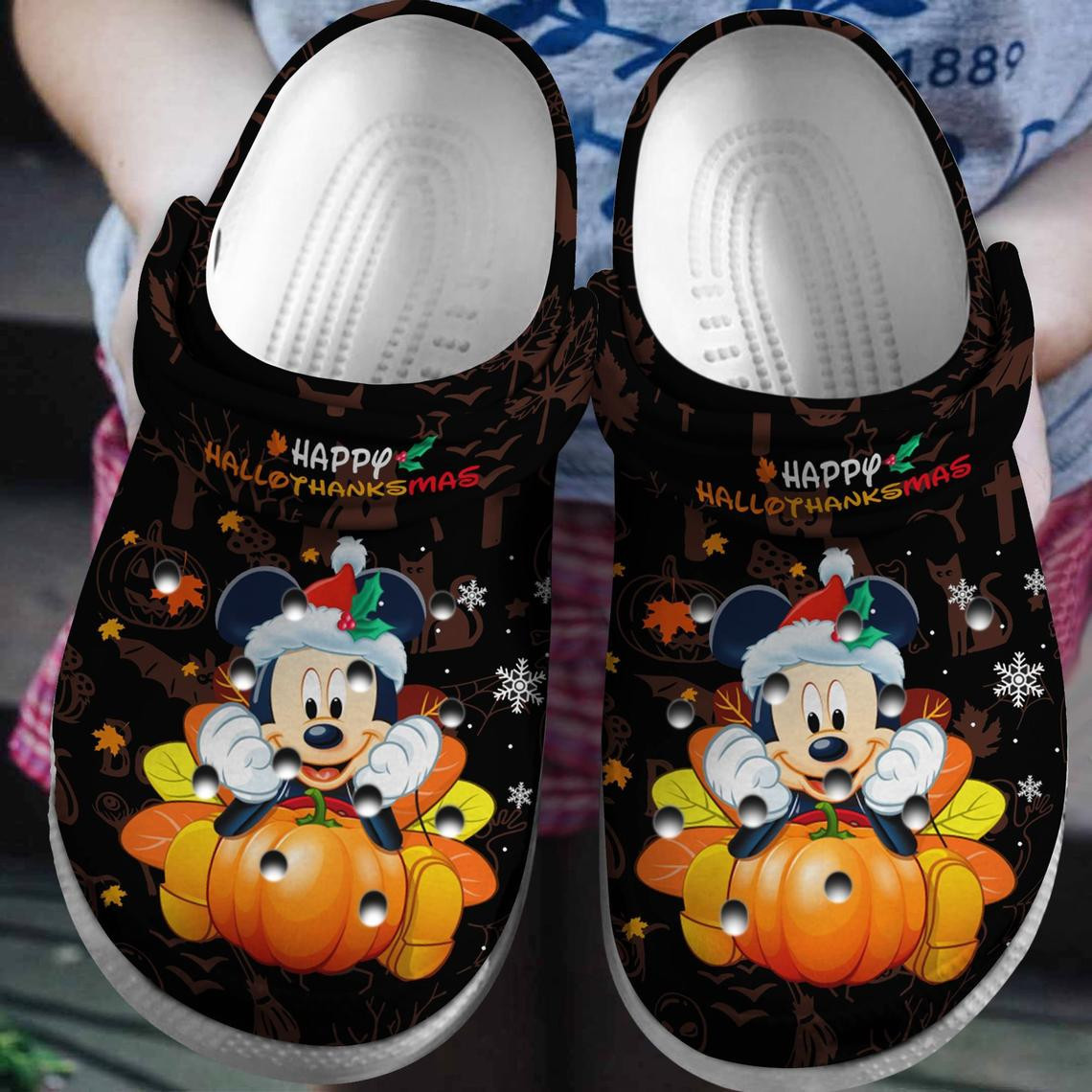 Footwearmerch Mickey Mouse Happy Hallothanksmas Crocband Clogs