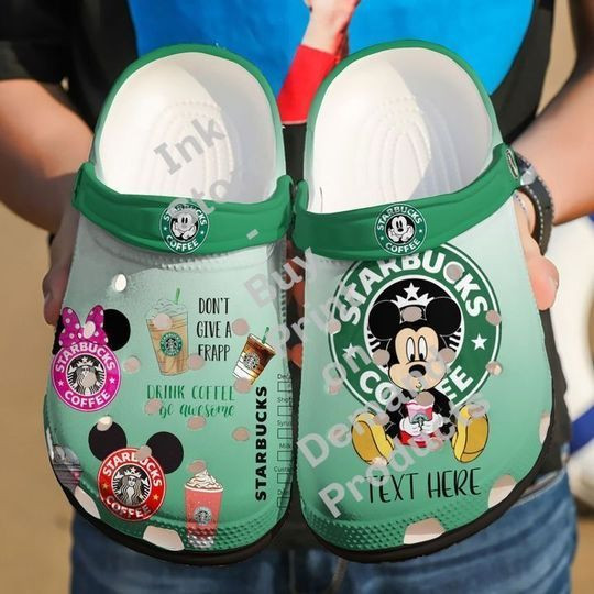 Footwearmerch Mickey Mouse Starbucks Cartoon Crocs Crocband Shoes Clogs Custom Name For Men Women and Kids