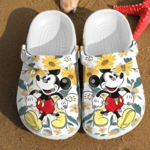 Footwearmerch Mickey Sunflower Disney Mouse Couple Anniversary Gifts Clog Shoes