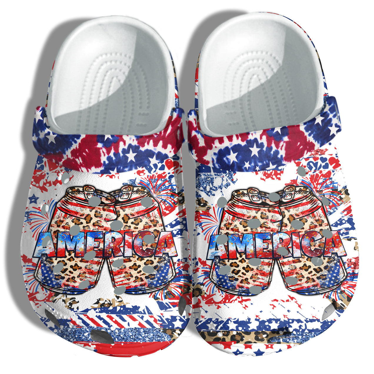 Footwearmerch Miller Beer 4Th Of July Shoes Gift Women - Hippie Tie Dye Twinkle Party America Flag Shoes Birthday Gift
