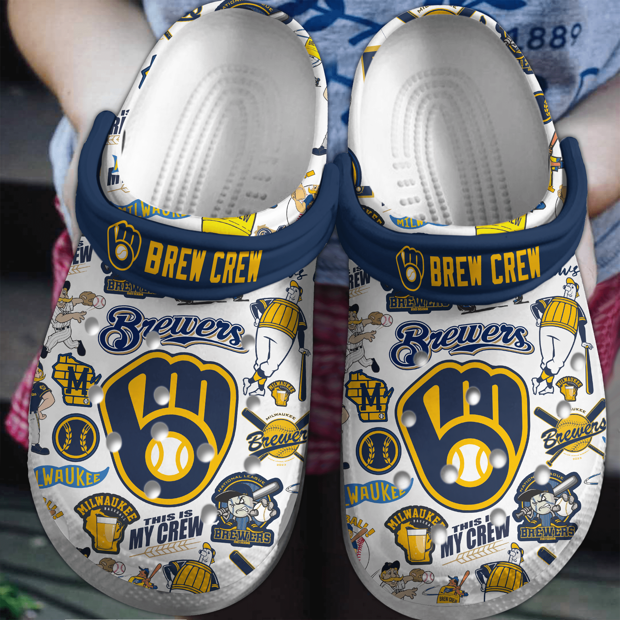 Footwearmerch Milwaukee Brewers MLB Sport Crocs Crocband Clogs Shoes Comfortable For Men Women and Kids
