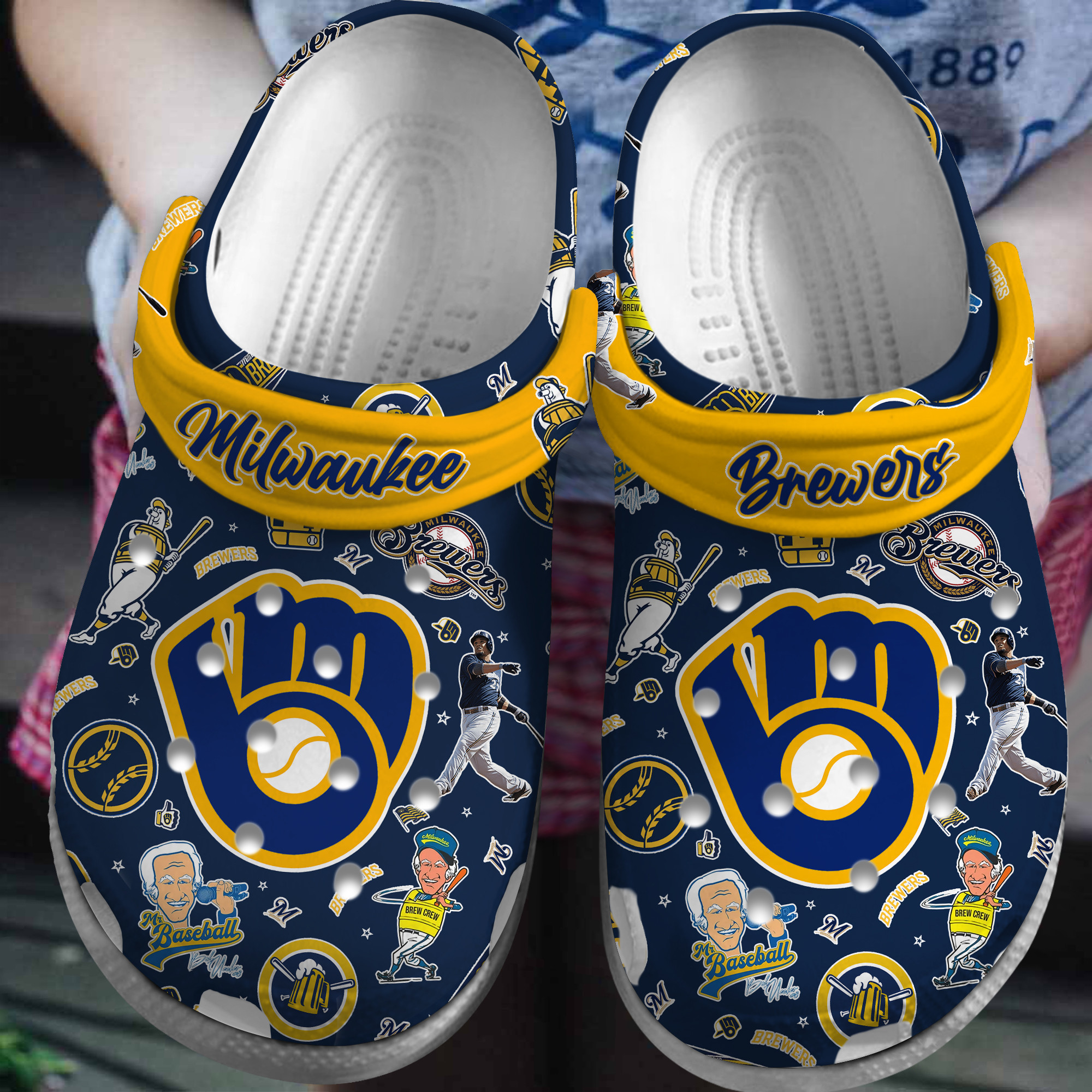 Footwearmerch Milwaukee Brewers MLB Sport Crocs Crocband Clogs Shoes Comfortable For Men Women and Kids