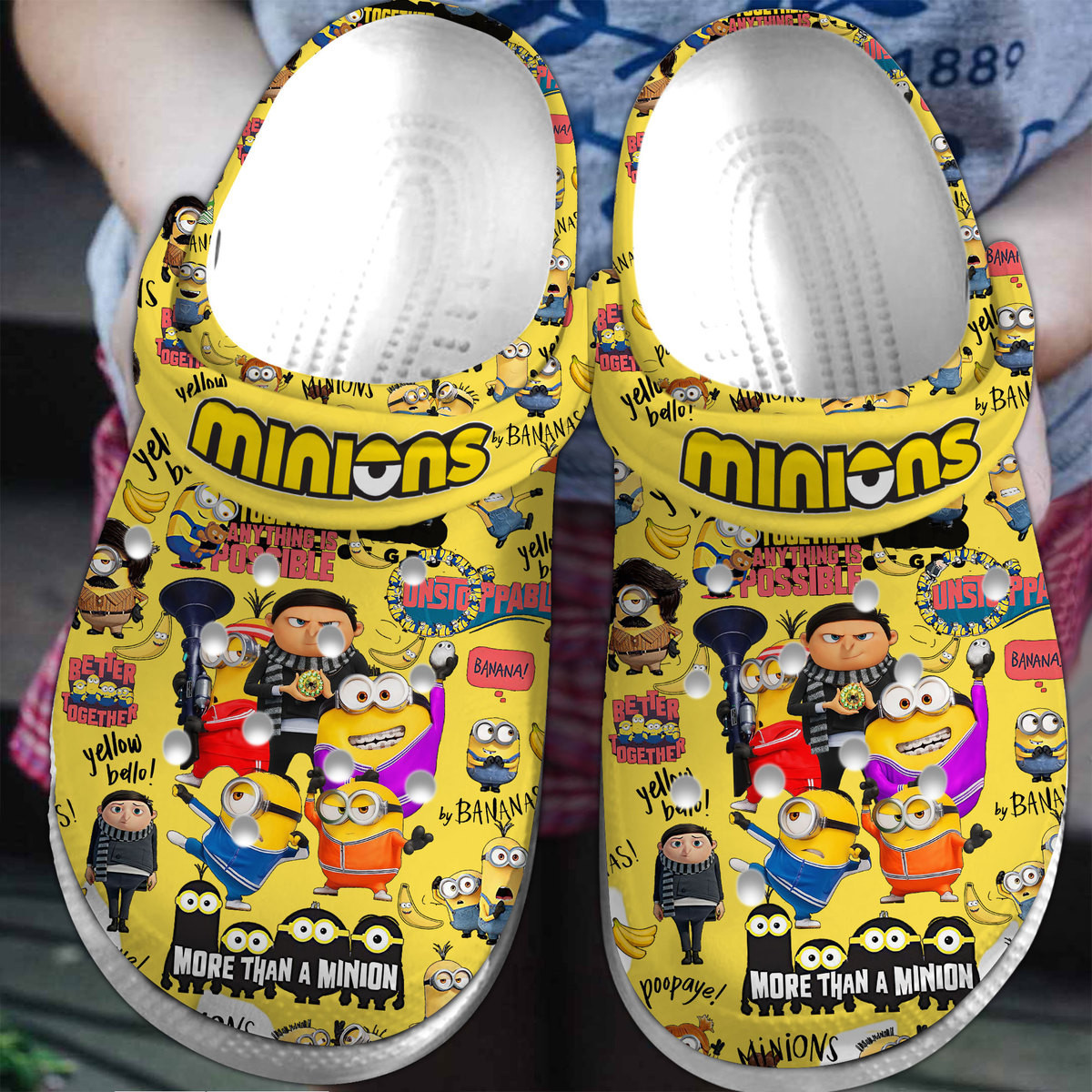 Footwearmerch Minions Cartoon Crocs Crocband Clogs Shoes Comfortable For Men Women and Kids