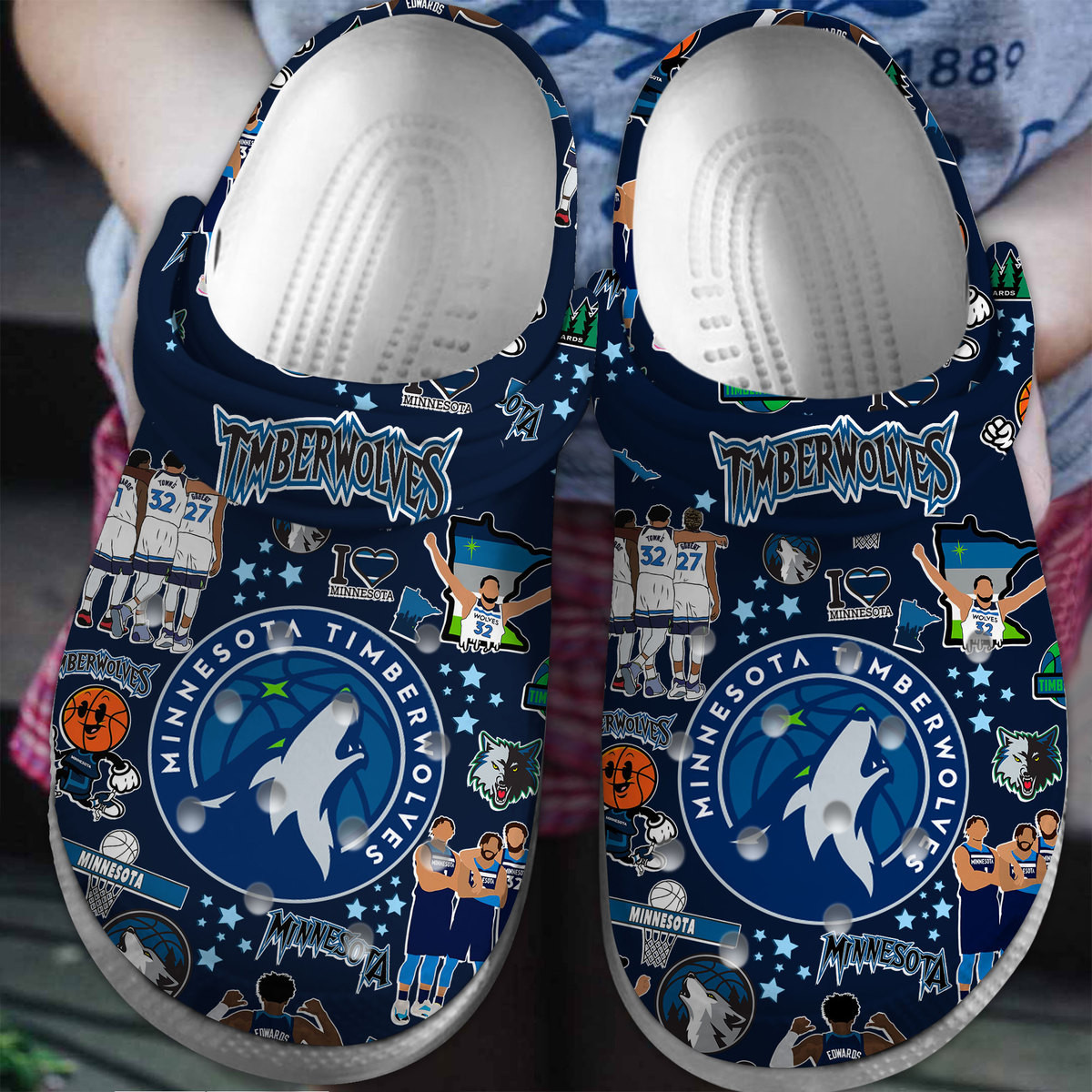 Footwearmerch Minnesota Timberwolves NBA Sport Crocs Crocband Clogs Shoes Comfortable For Men Women and Kids
