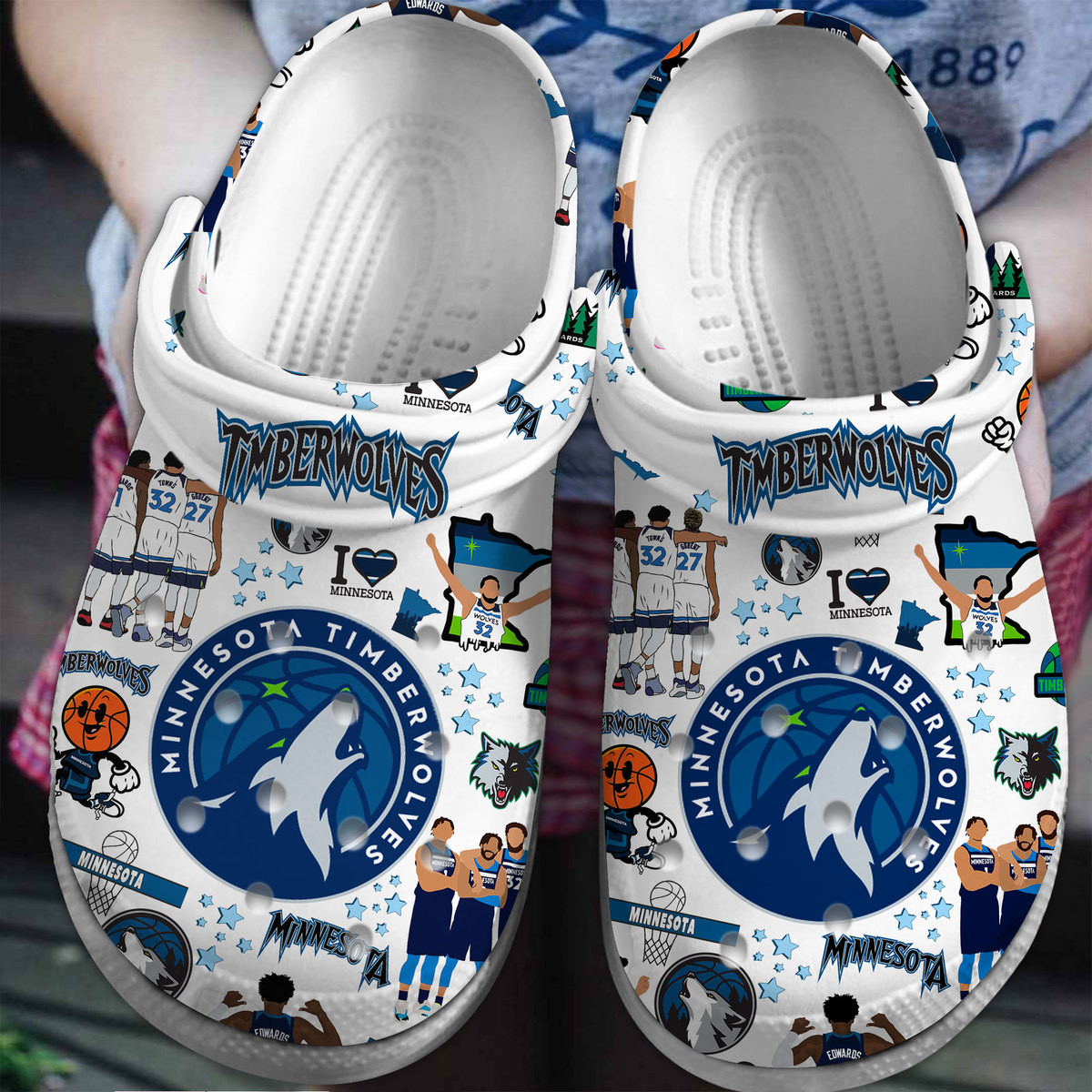 Footwearmerch Minnesota Timberwolves NBA Sport Crocs Crocband Clogs Shoes Comfortable For Men Women and Kids