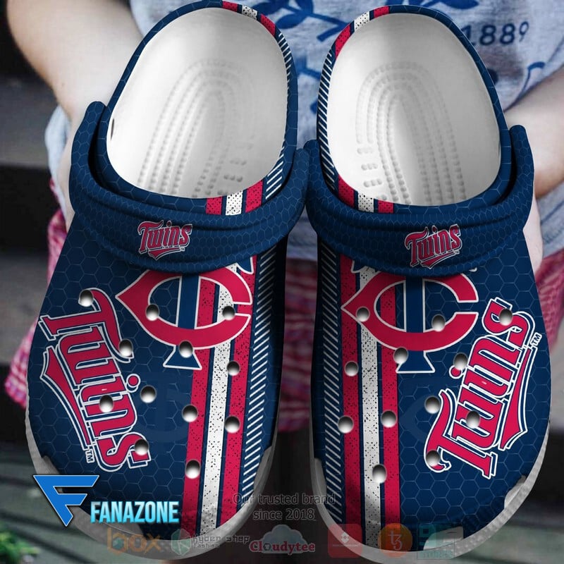 Footwearmerch Minnesota Twins MLB logo blue red MLB Sport Crocs Clogs Crocband Shoes Comfortable For Men Women and Kids