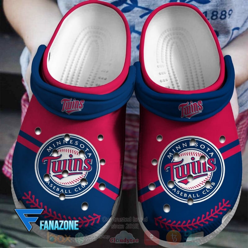 Footwearmerch Minnesota Twins Red-Navy MLB Sport Crocs Clogs Crocband Shoes Comfortable For Men Women and Kids