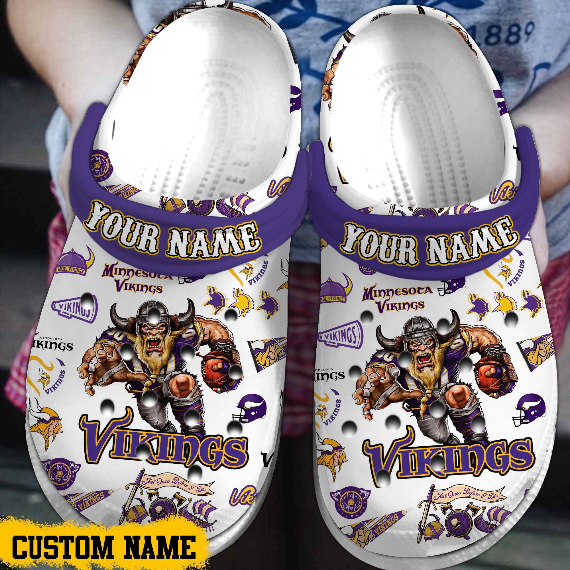 Footwearmerch Minnesota Vikings NFL Sport Crocs Crocband Clogs Shoes Comfortable For Men Women and Kids