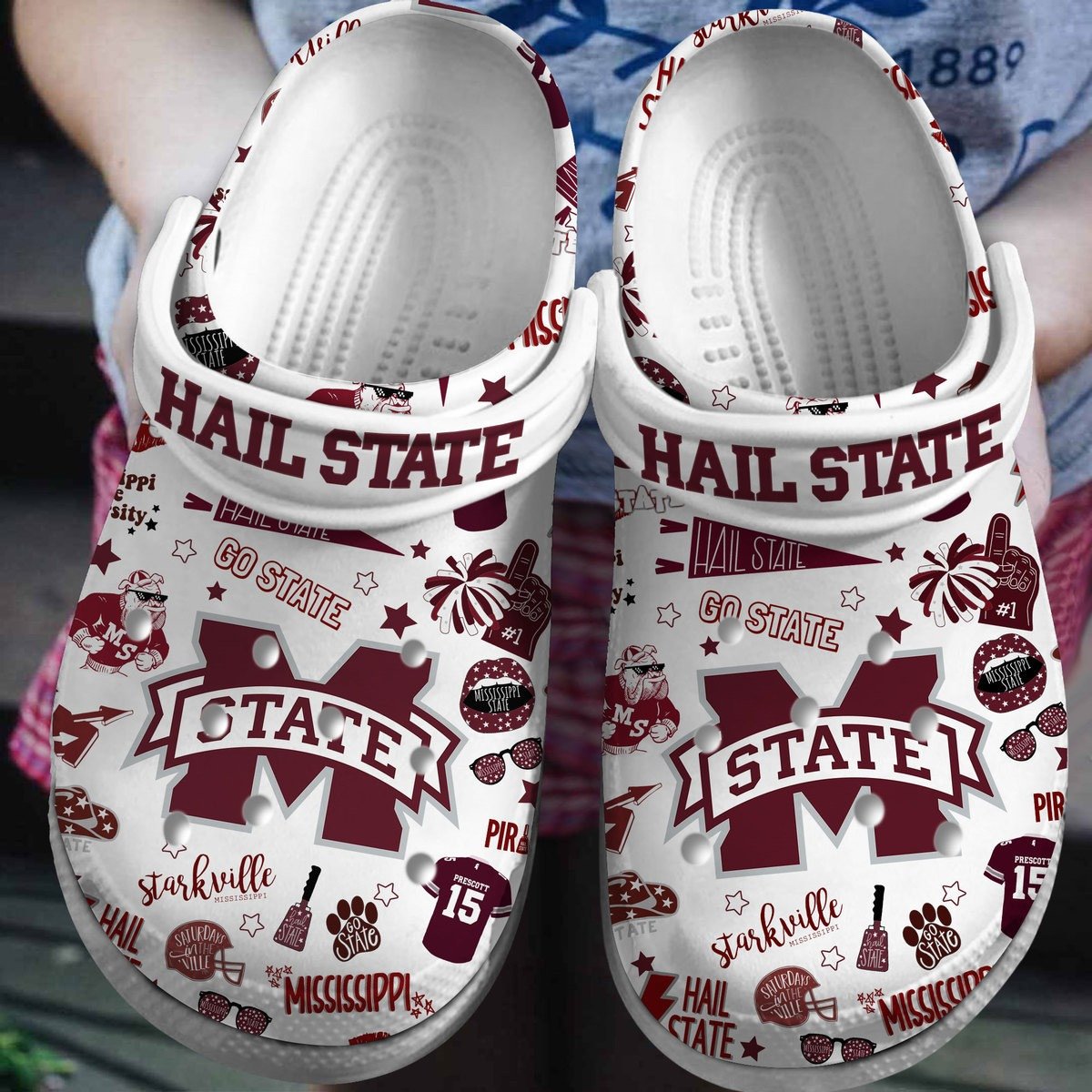 Footwearmerch Mississippi State Bulldogs NCAA Sport Crocs Crocband Clogs Shoes Comfortable For Men Women and Kids