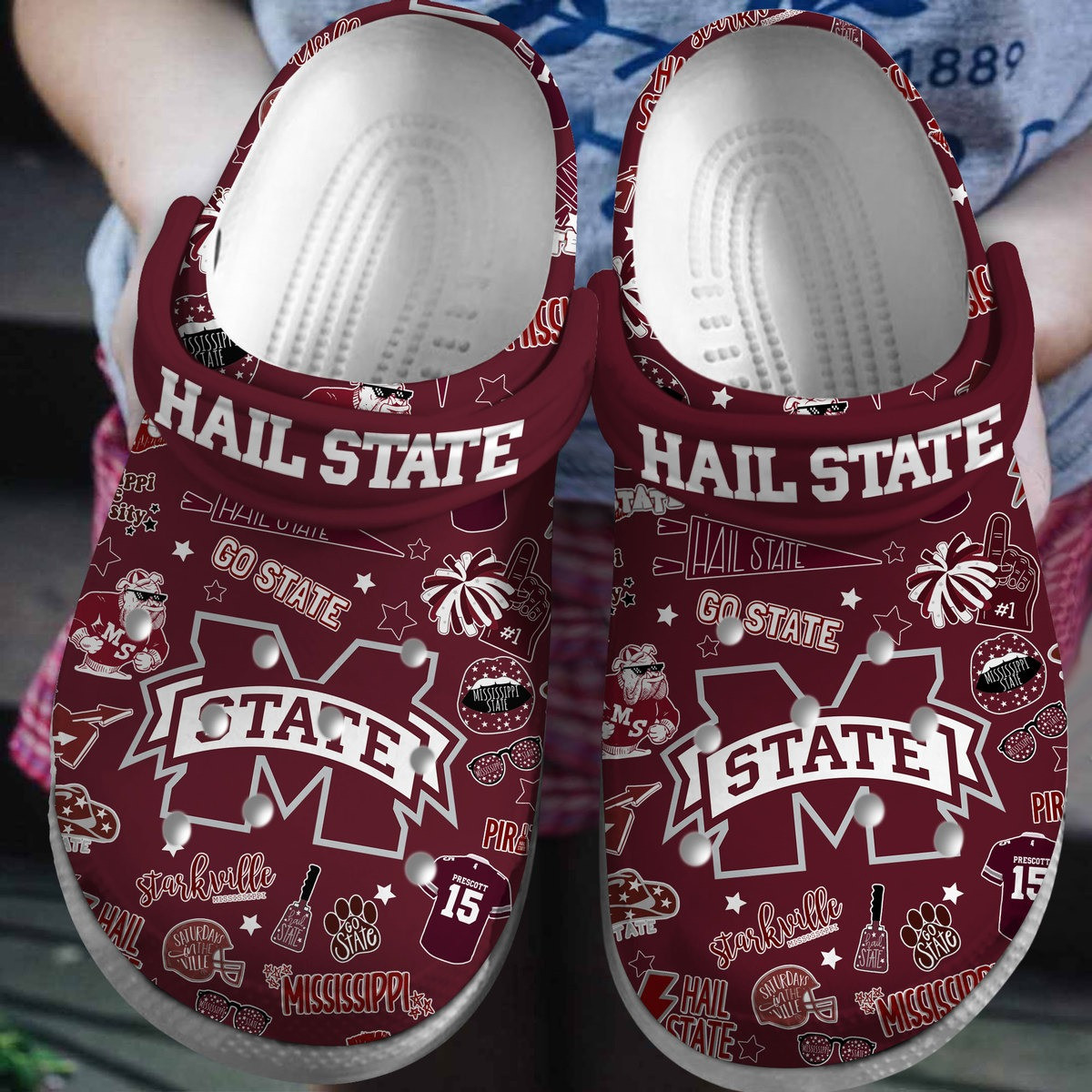 Footwearmerch Mississippi State Bulldogs NCAA Sport Crocs Crocband Clogs Shoes Comfortable For Men Women and Kids