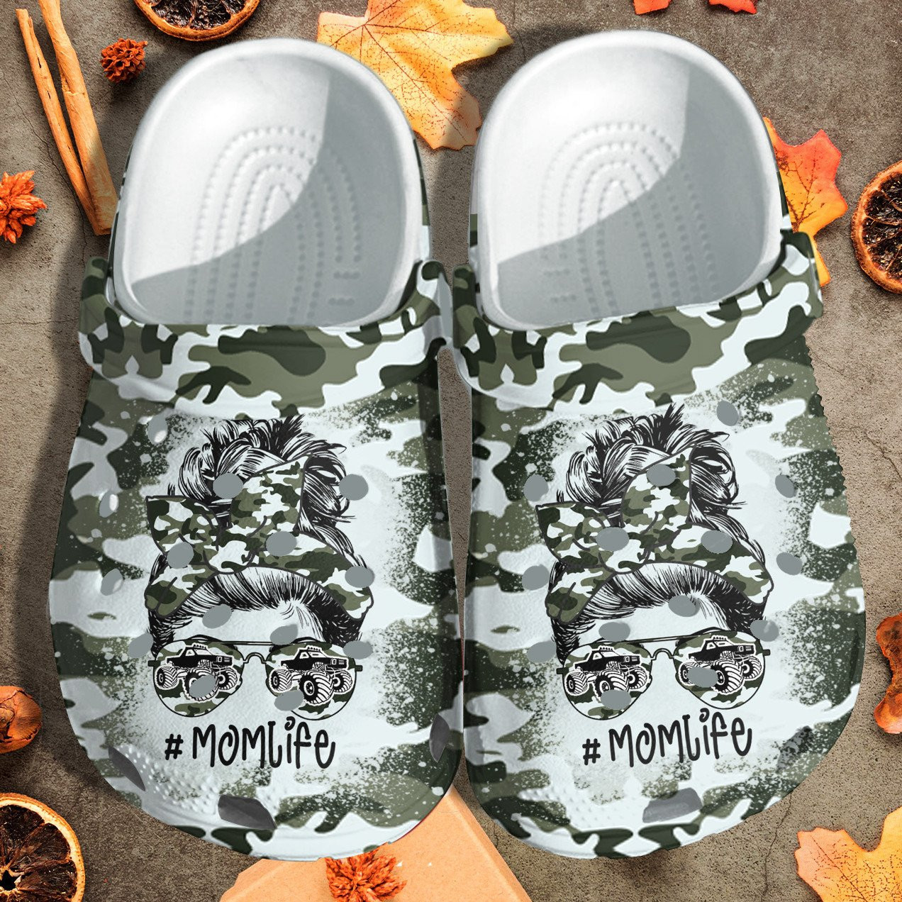 Footwearmerch Mom Life Army Camo Shoes - Army Wife Jeep Girl Shoes Clogs