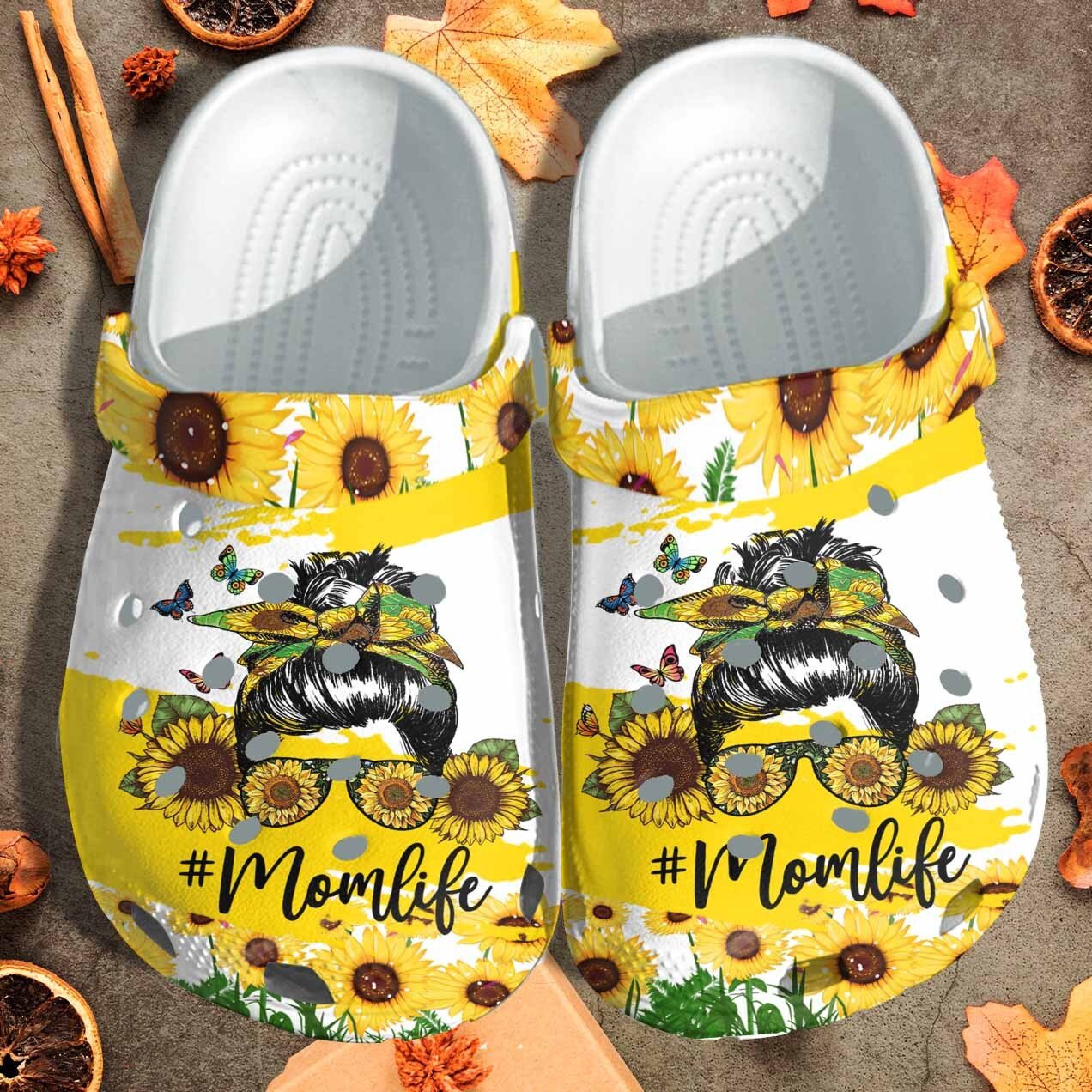 Footwearmerch Mom Life Sunflower Shoes Gift For Wife - Cool Mom Life Custom Shoes Gift Mothers Day