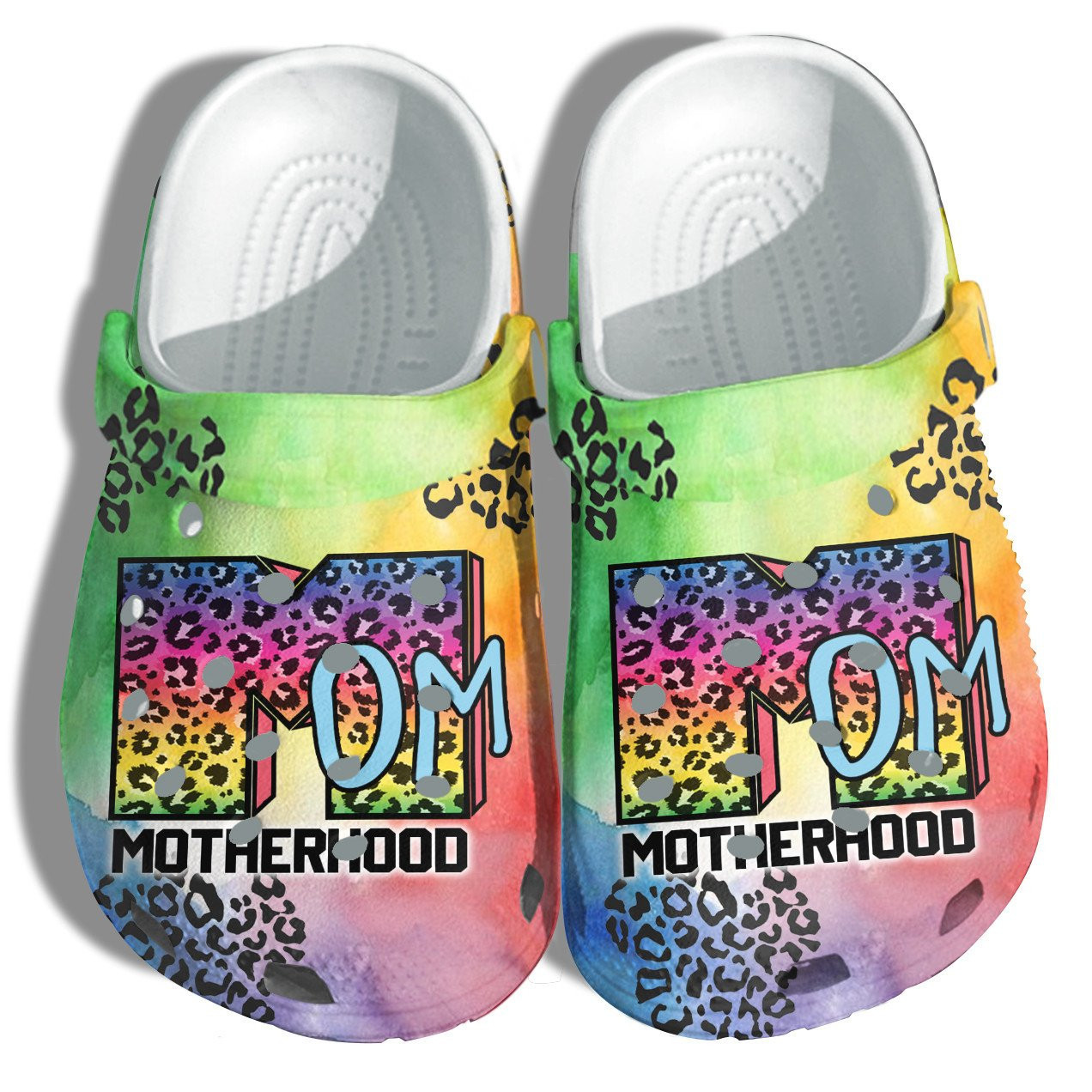 Footwearmerch Mom Motherhood Hippie Shoes - Hippie Leopard Clogs Birthday Gifts