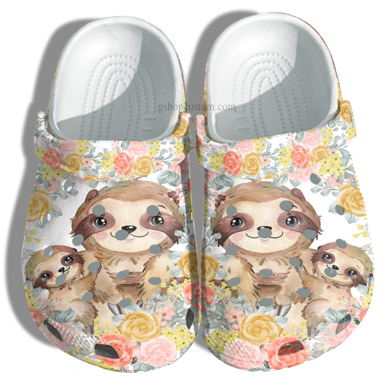 Footwearmerch Mom Sloth Baby Flower Shoes - Sloth Grandma Mother Day Shoes Croc Clogs Gift