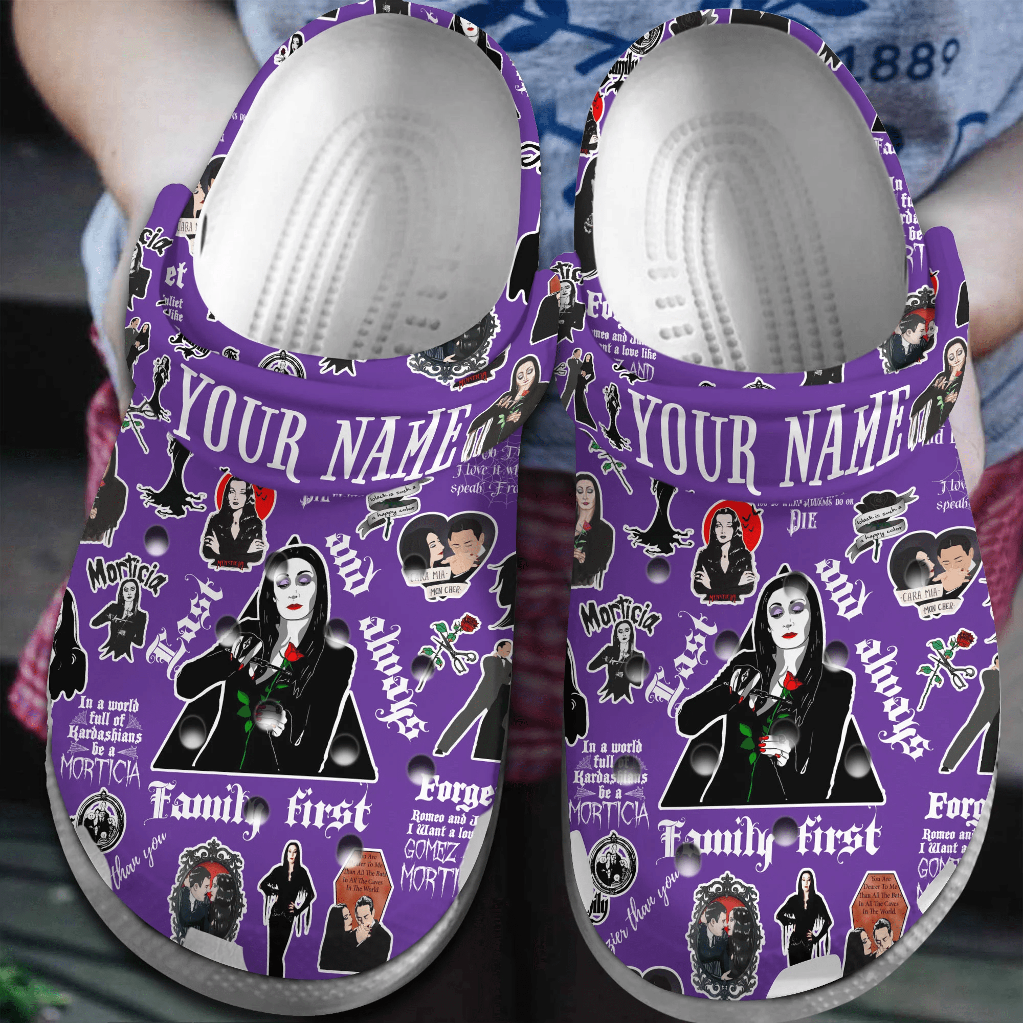 Footwearmerch Mother Day morticia addams Crocs Crocband Clogs Shoes Comfortable For Men Women and Kids
